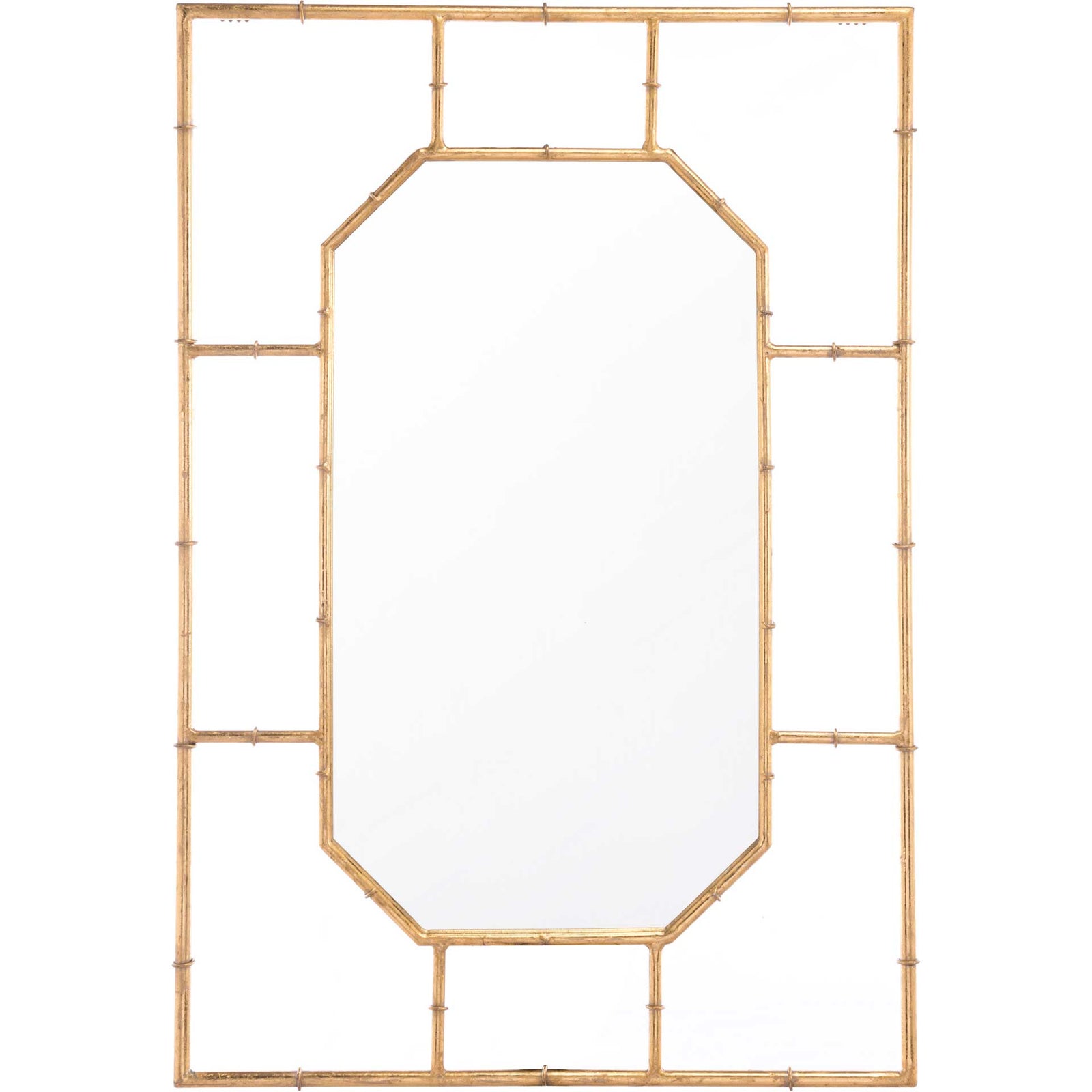 Bamboo Rectangular Mirror Gold