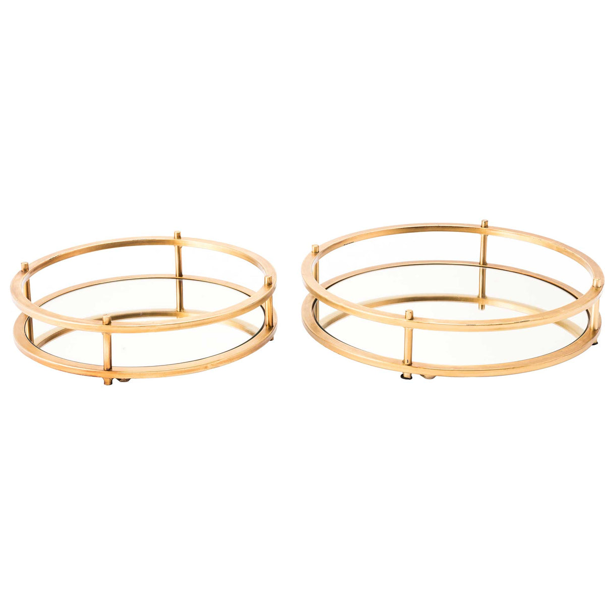 Rings Mirrored Tray Gold (Set of 2)
