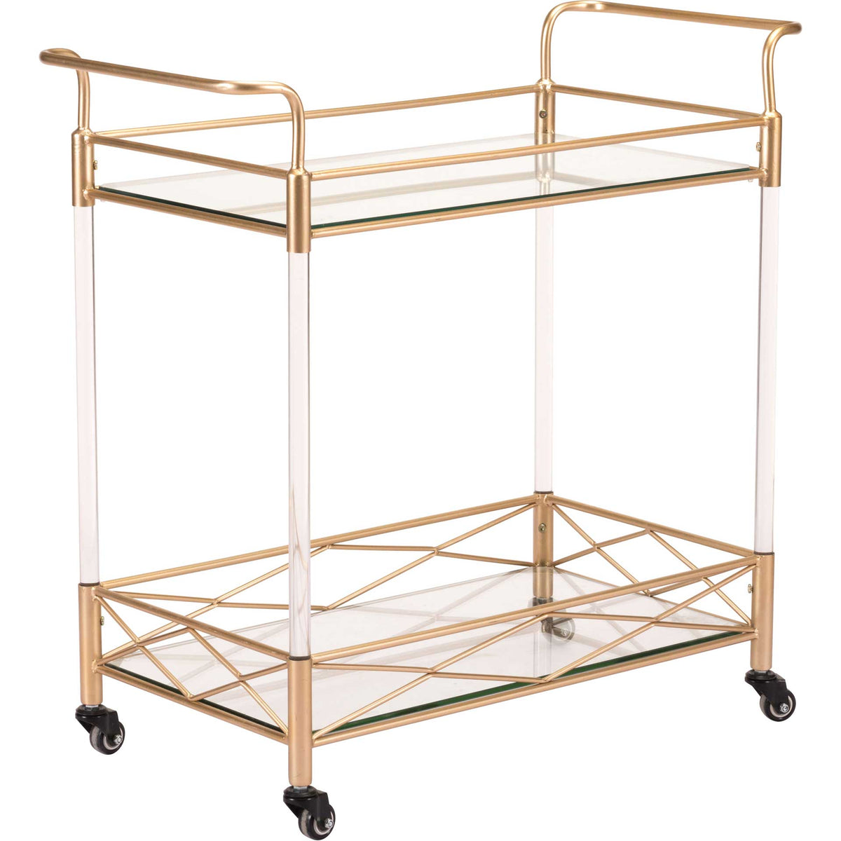 Lucite Bar Cart Gold