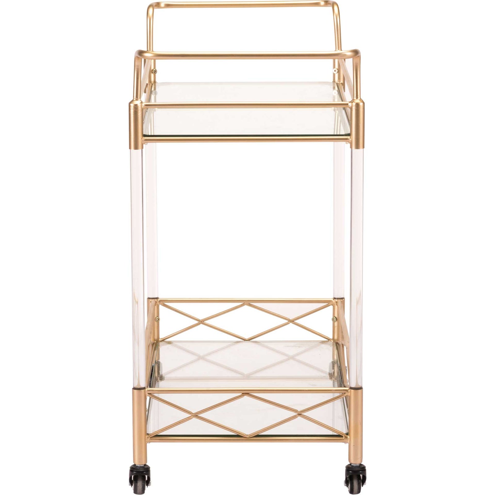 Lucite Bar Cart Gold