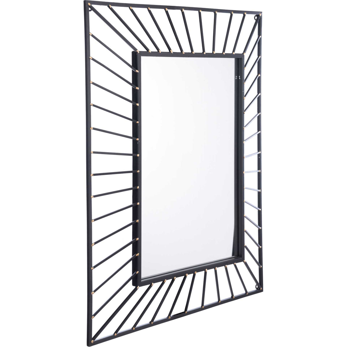 Sunburst Rectangular Mirror Black Black