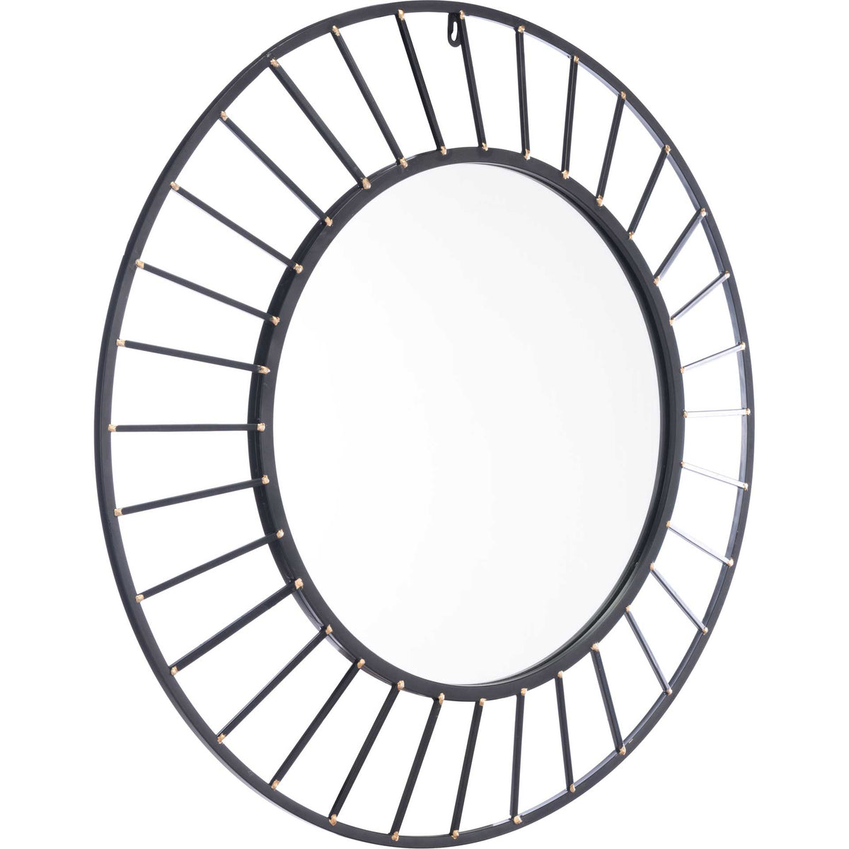 Sunburst Round Mirror Black