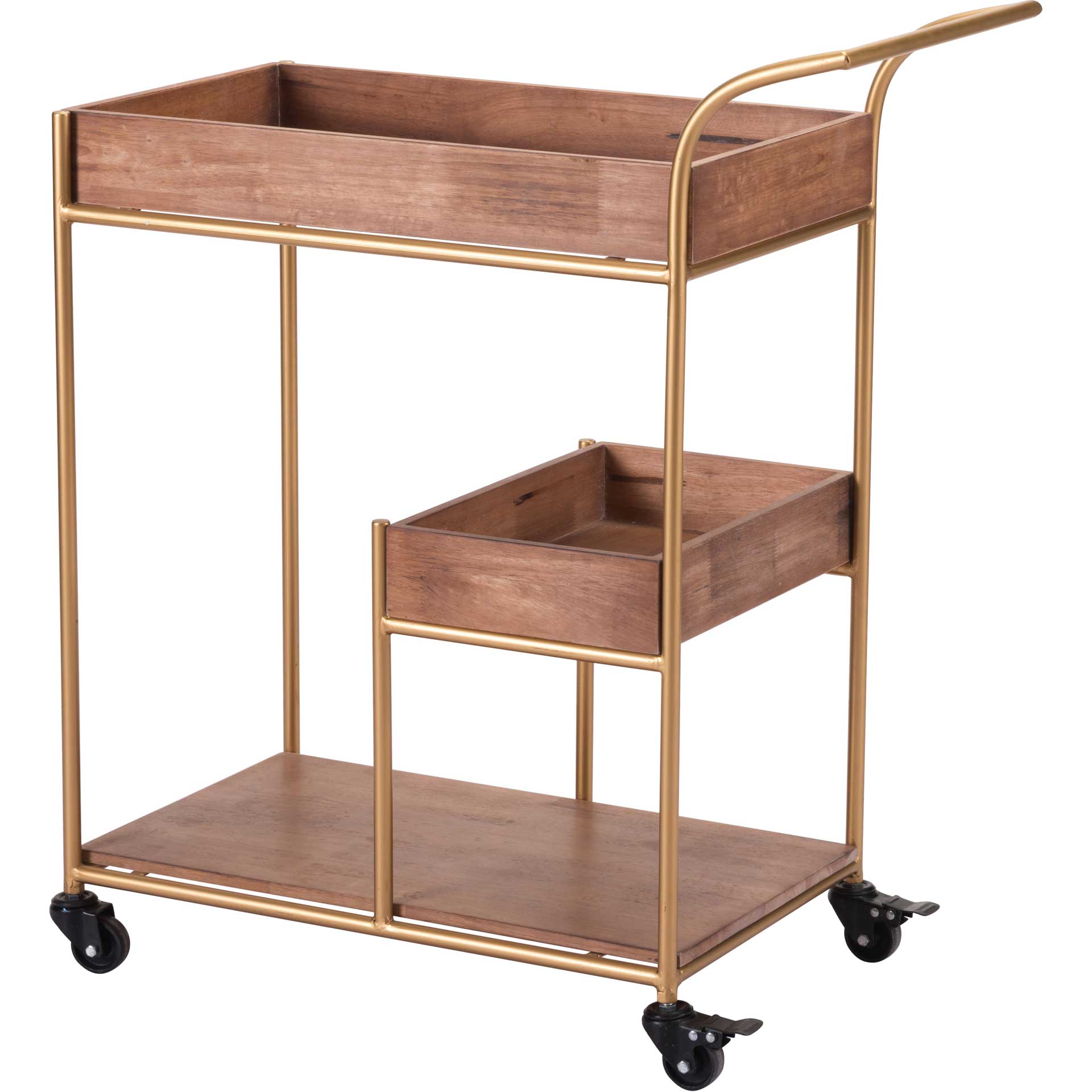 Bar Cart With Tray Brown