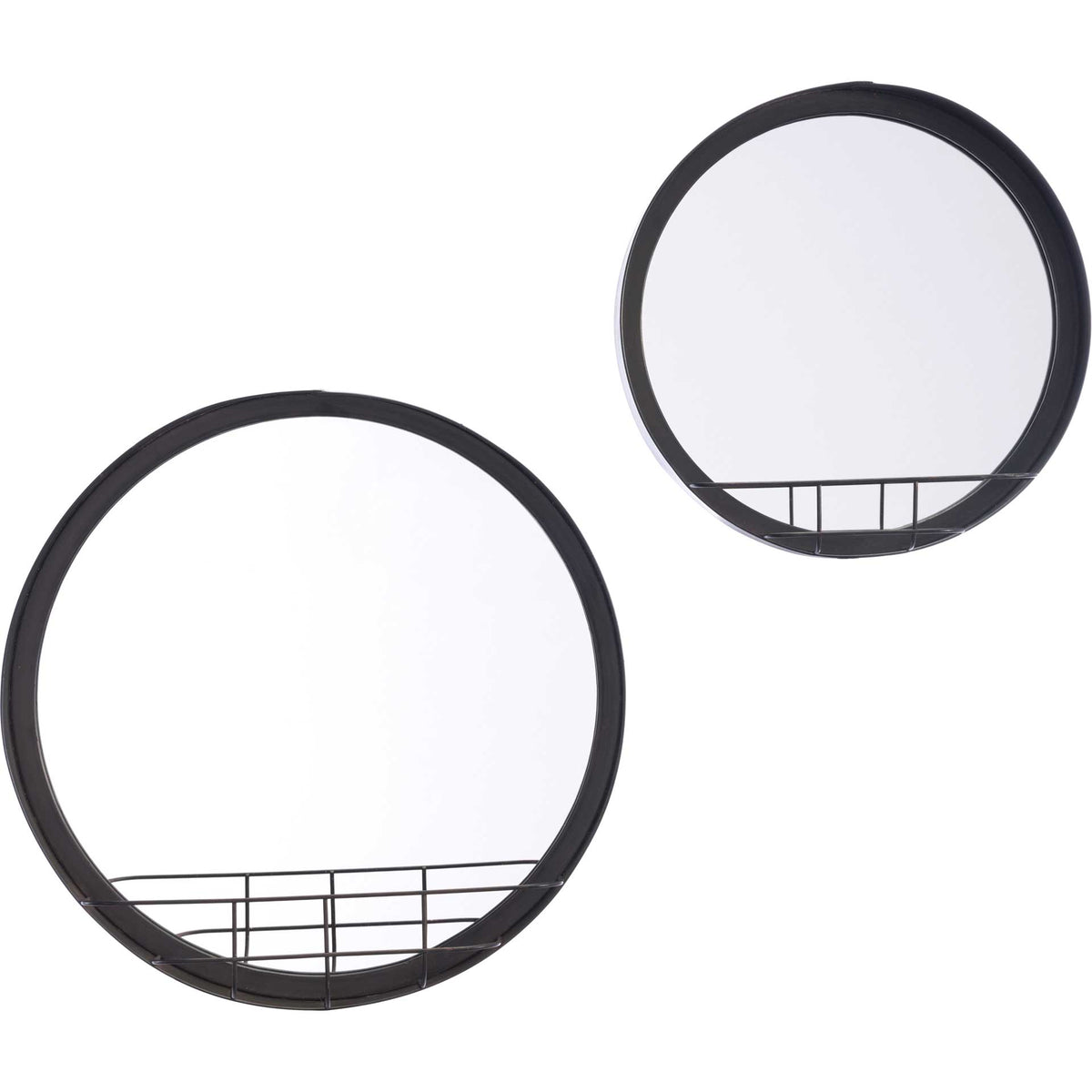 Vintage Round Shelf Mirror Antique Black