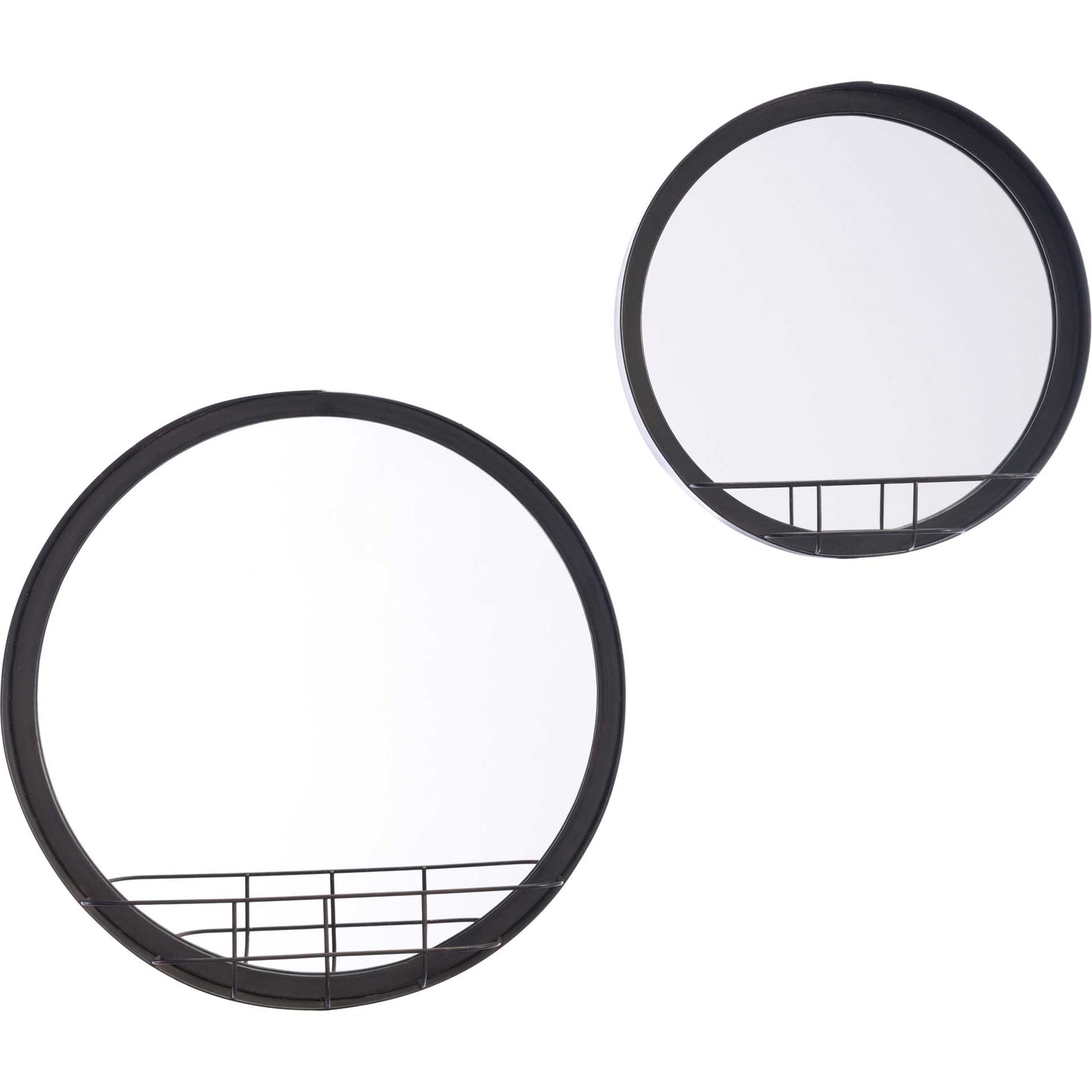 Vintage Round Shelf Mirror Antique Black
