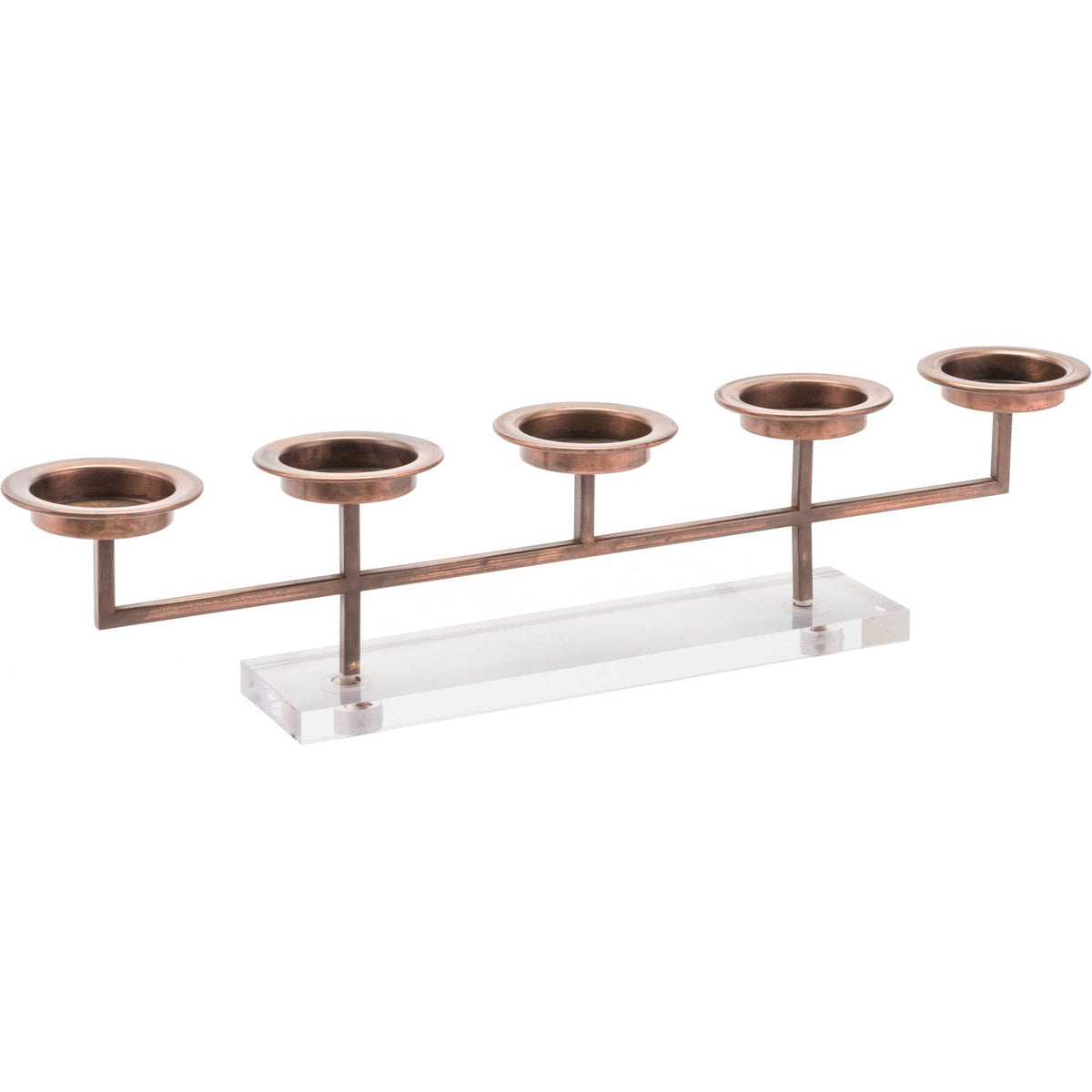 Lucite 5 Candle Holder Gold