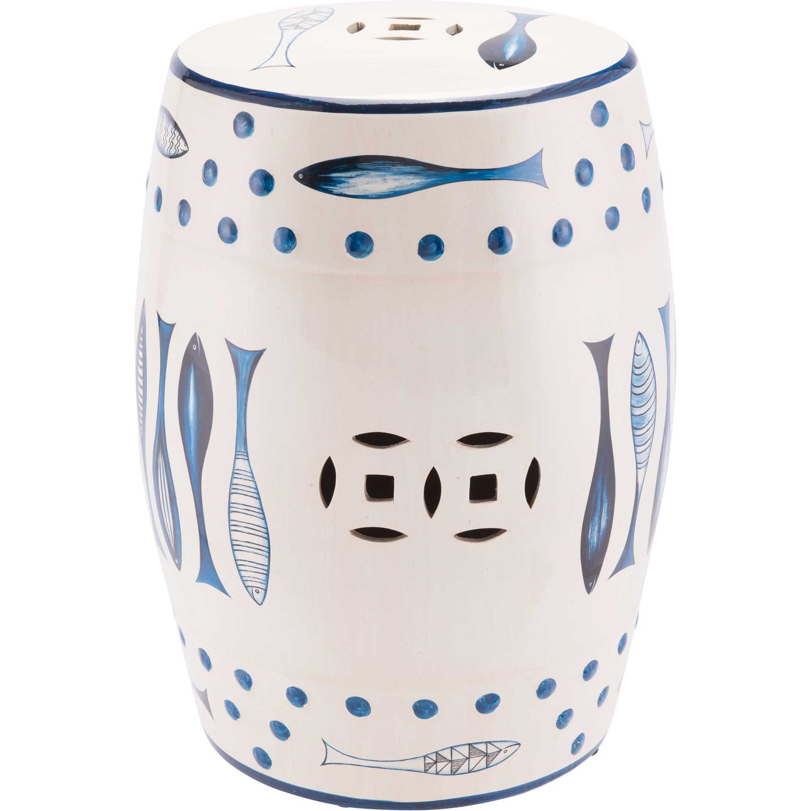 Fish Garden Seat White/Blue