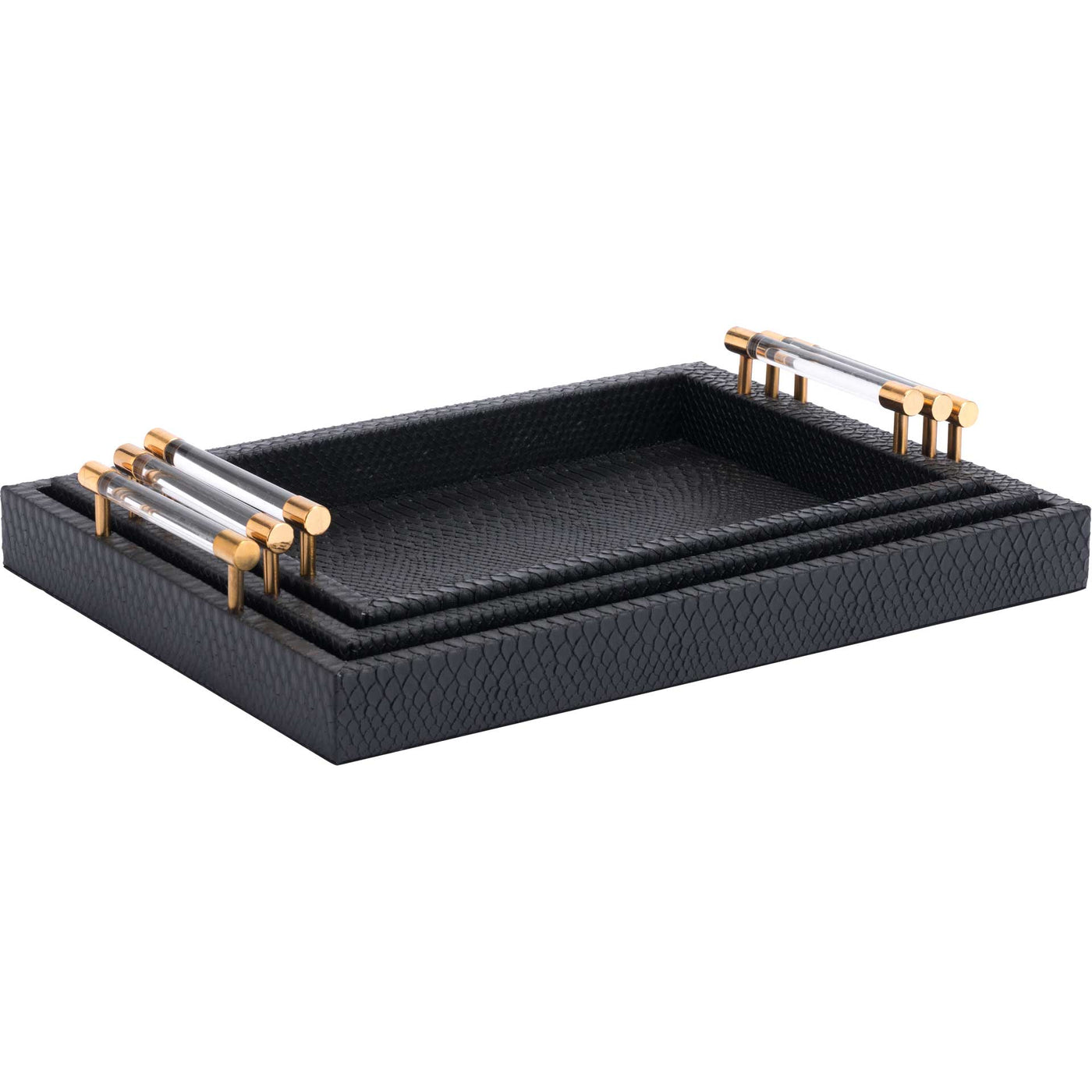 Gela Tray Black (Set of 3) - Froy.com