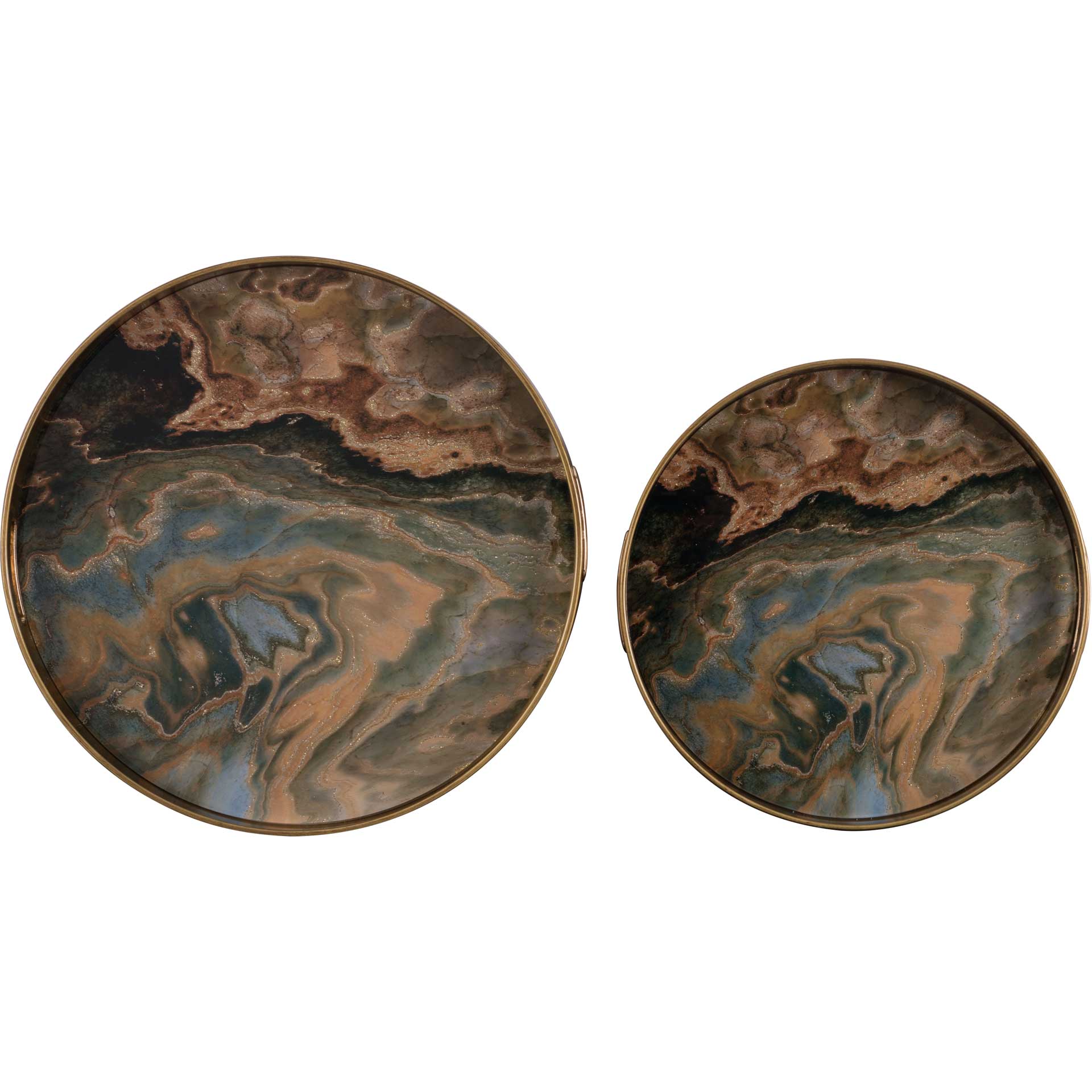 Mundi Tray Green Geode (Set of 2)