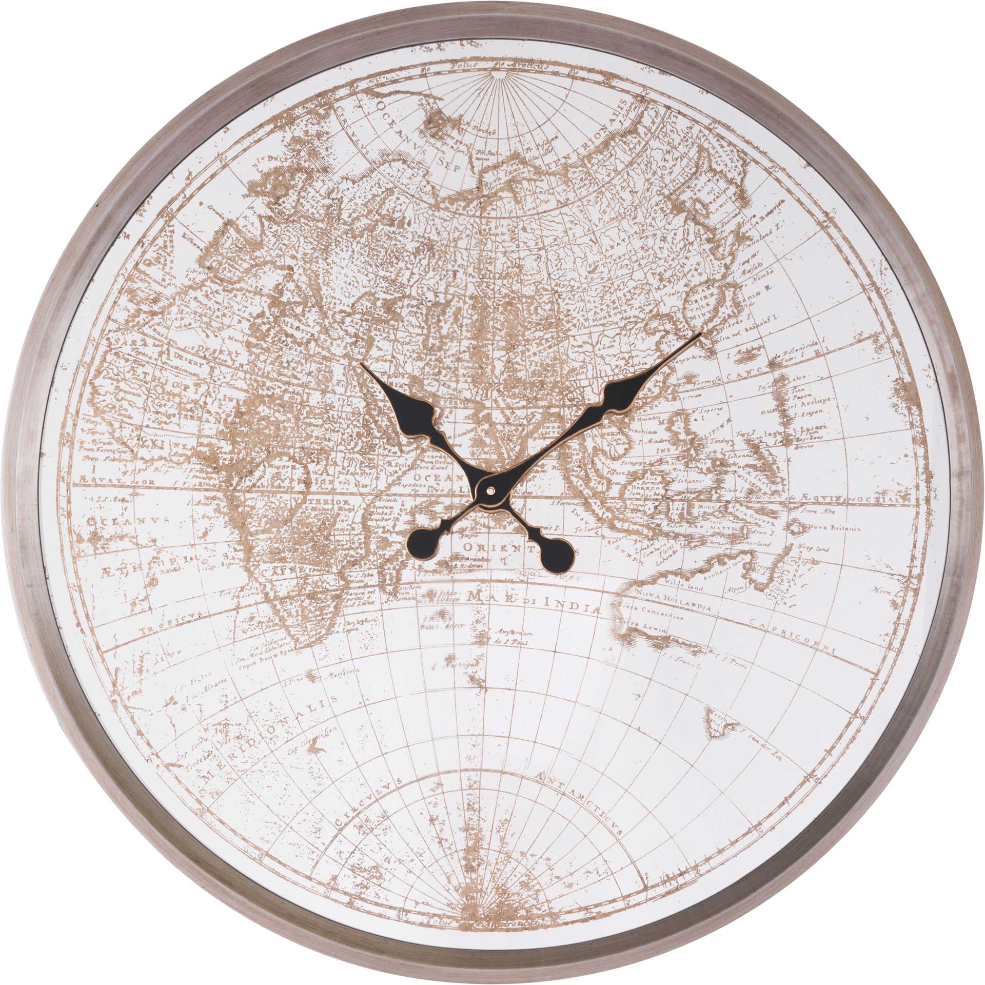 Hora Mundial Clock Antique Silver