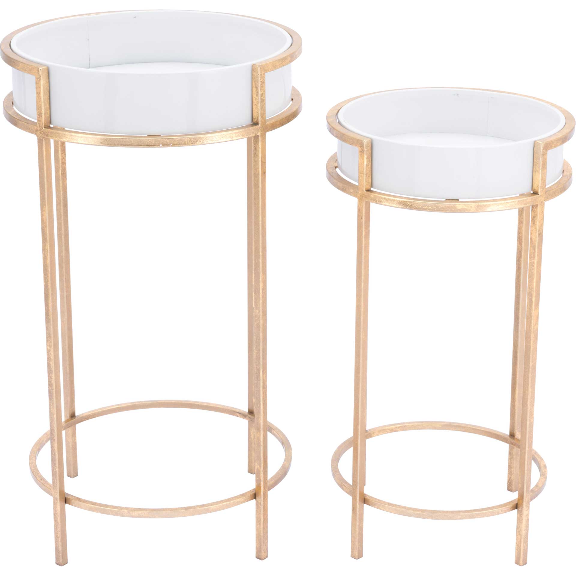 Frame Tray Table White/Gold (Set of 2)