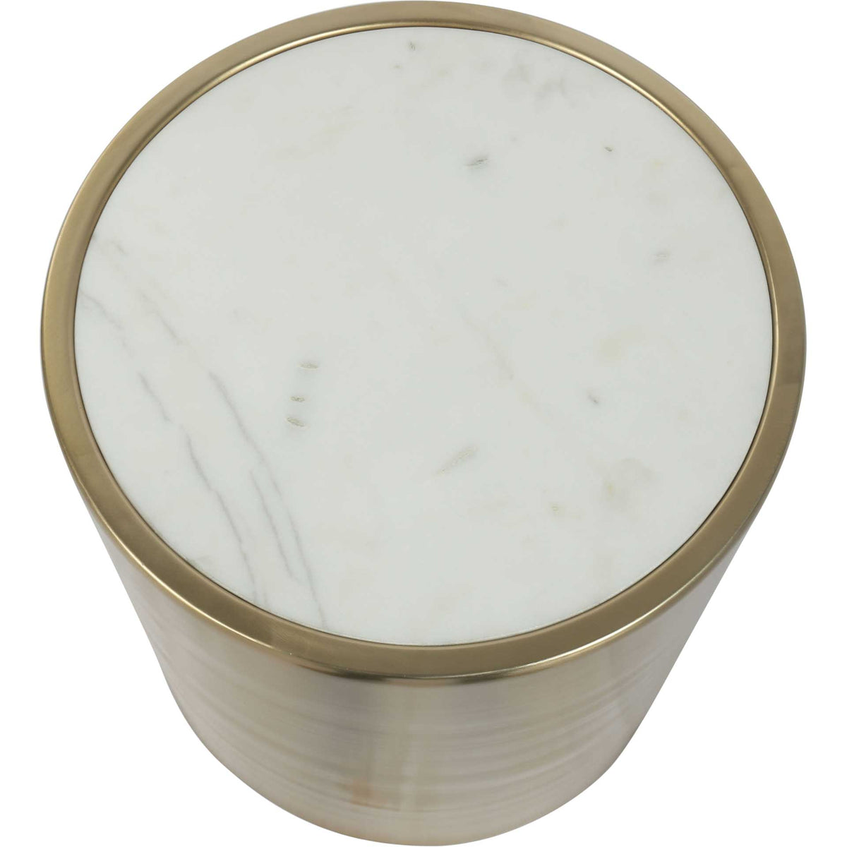 Emma Accent Table White Marble/Brass