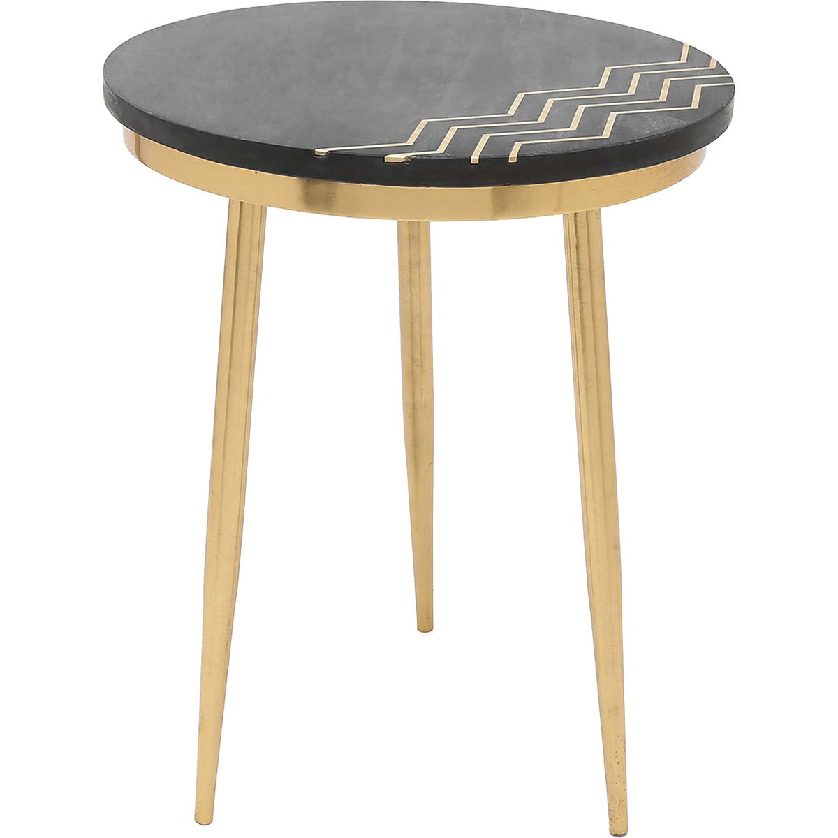 Rumi Accent Table Set Black Marble/Brass