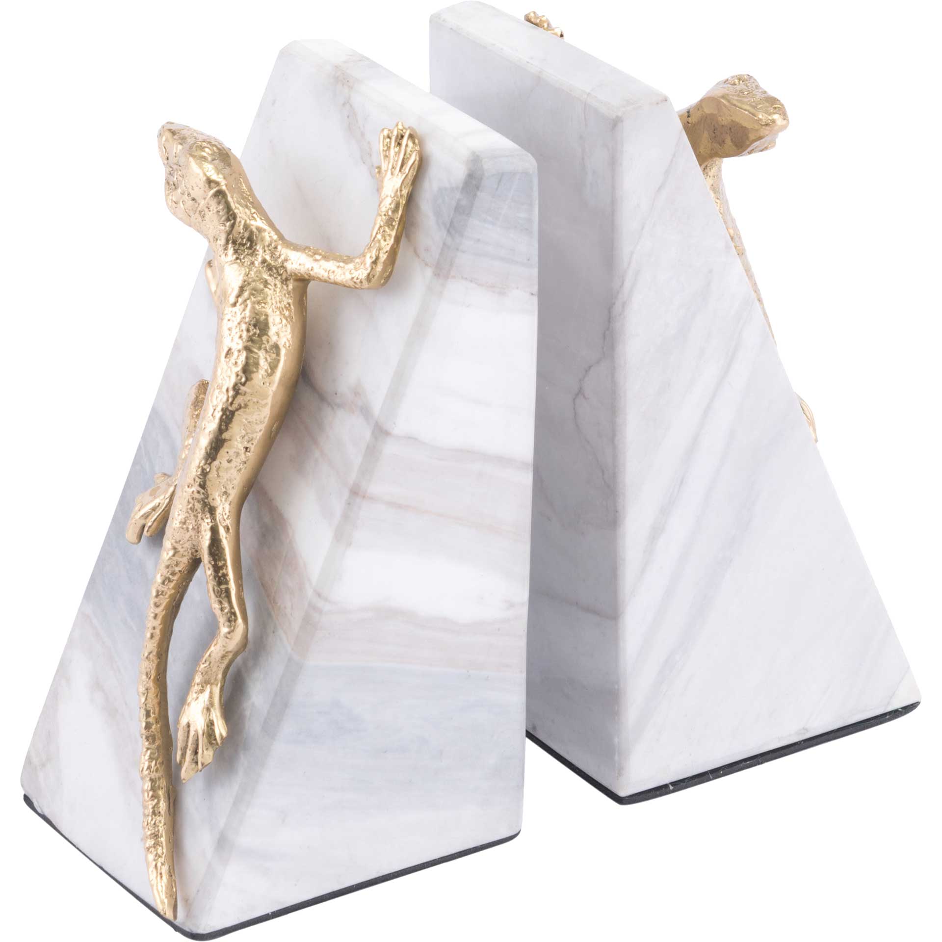 Iguana Bookends White/Gold