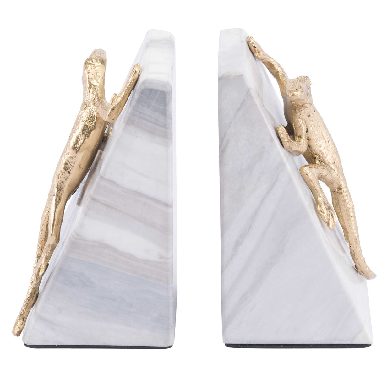 Iguana Bookends White/Gold