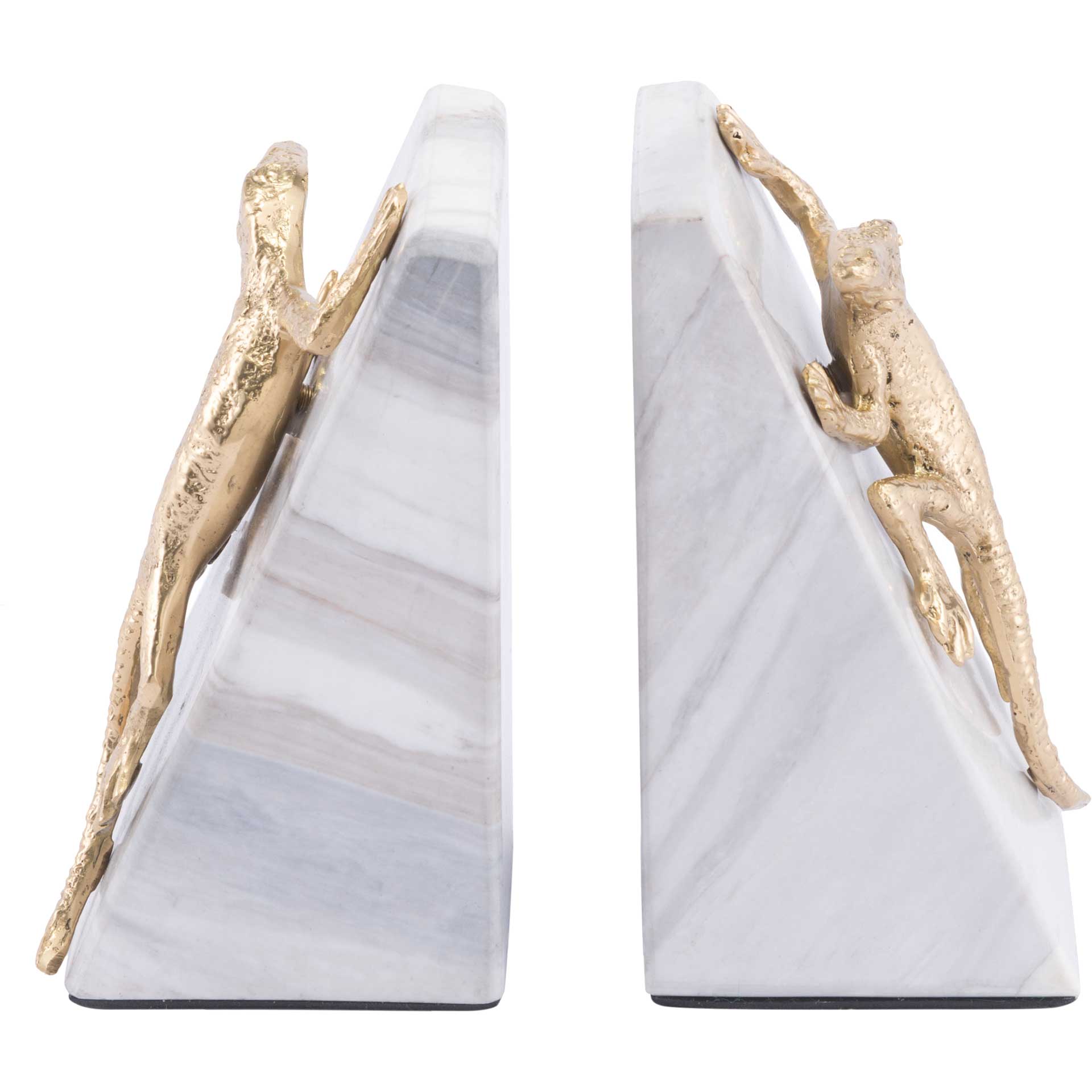 Iguana Bookends White/Gold