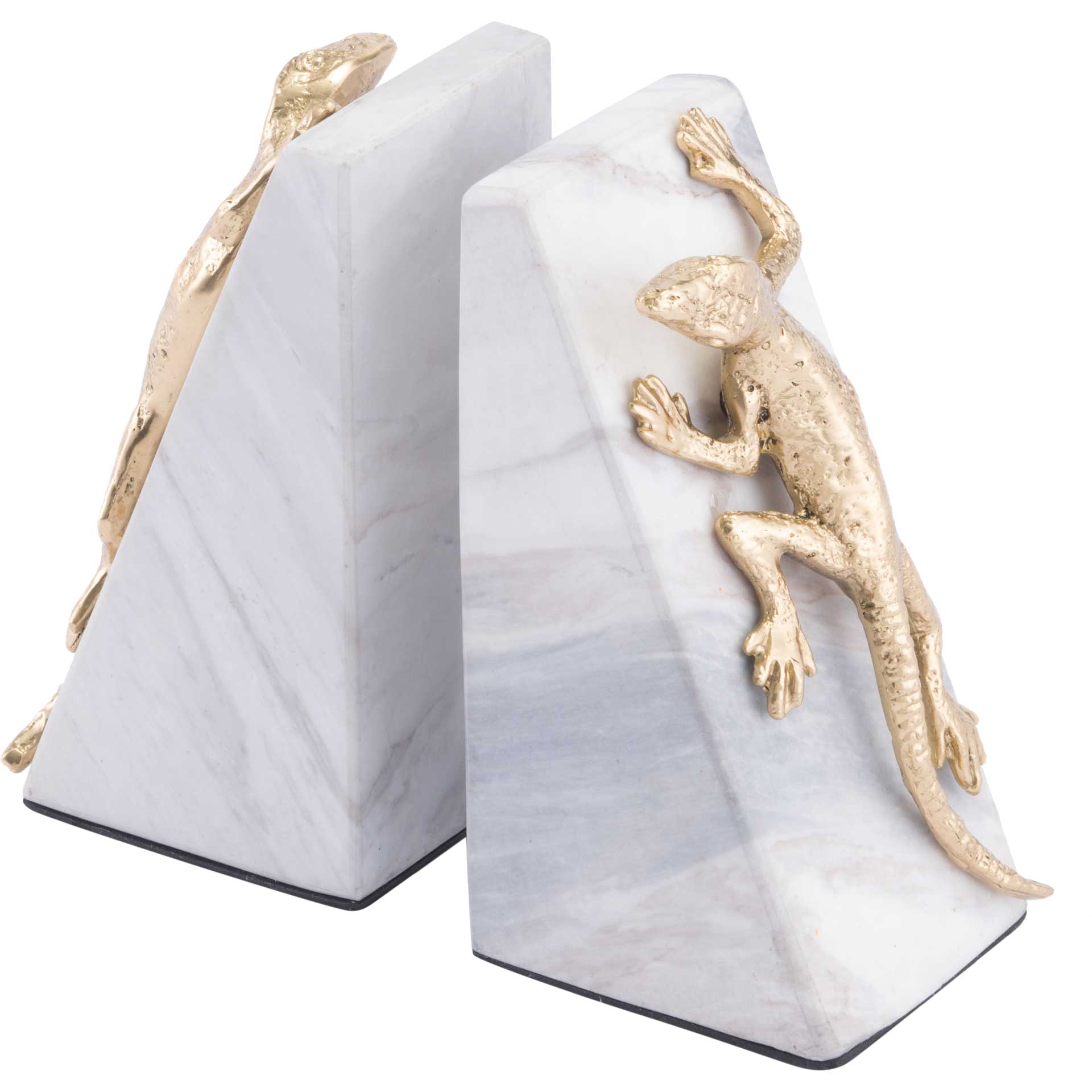 Iguana Bookends White/Gold