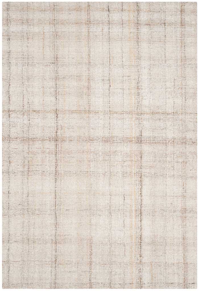 Ivory and beige 4' x 6' rug features warm, intersecting striations and an airy palette