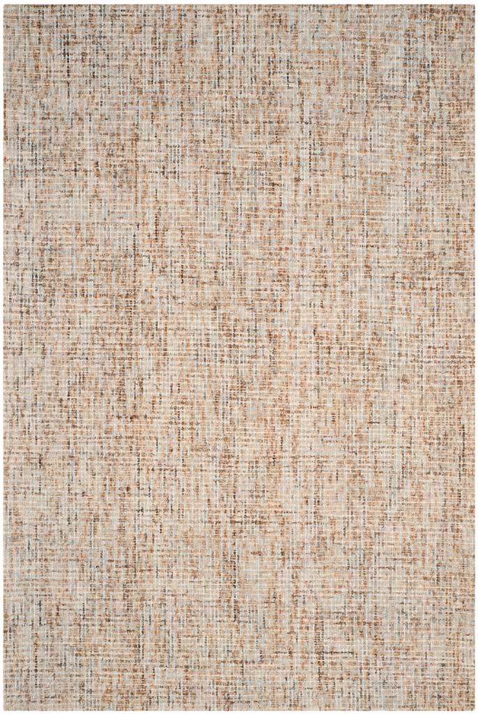 Fine rust markings weave through a beige wool pile for a softly varied, modern look.