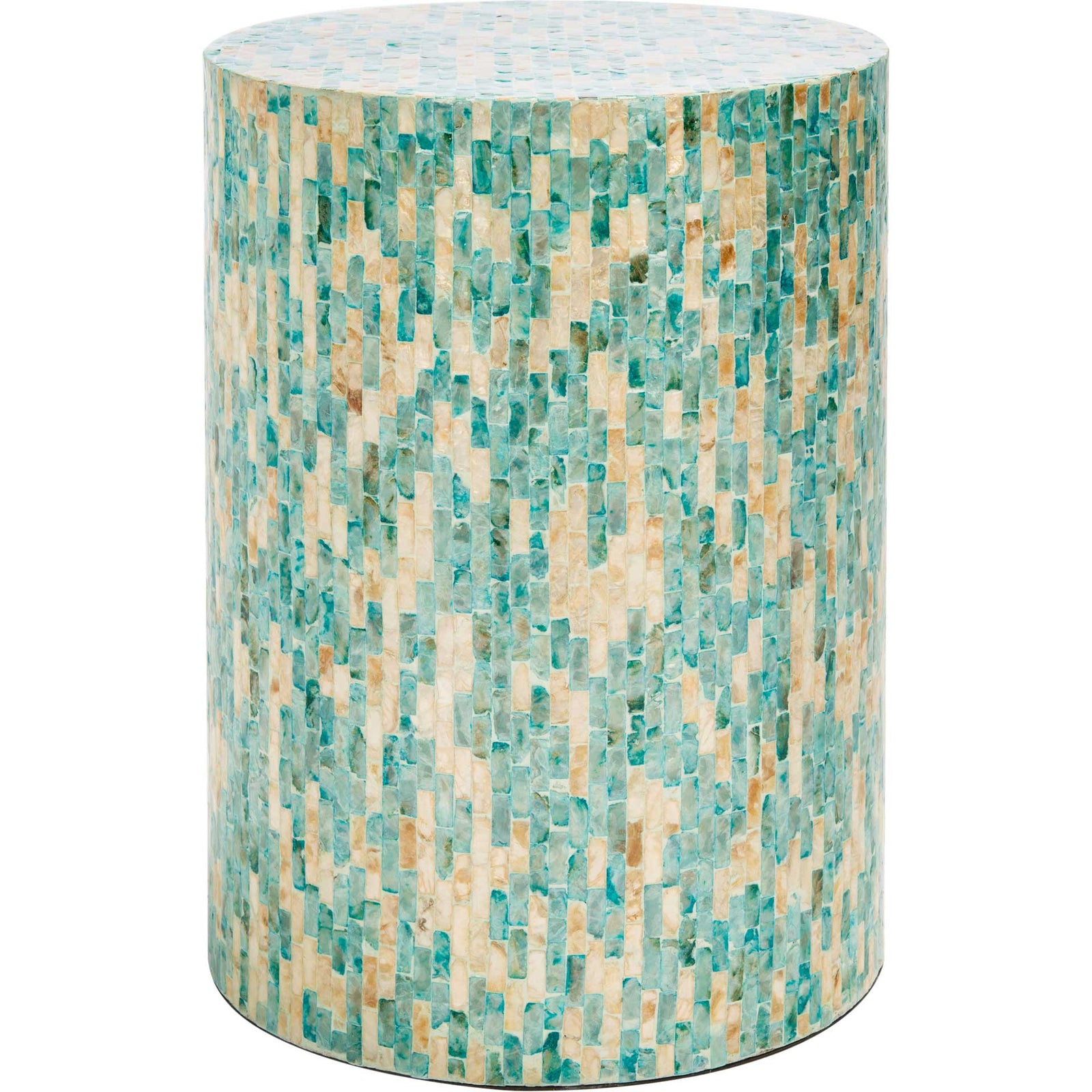 Pristine Round Accent Table Blue/Gold