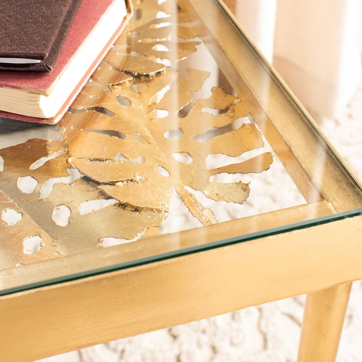 Leonie Palm Leaf Side Table Gold Leaf