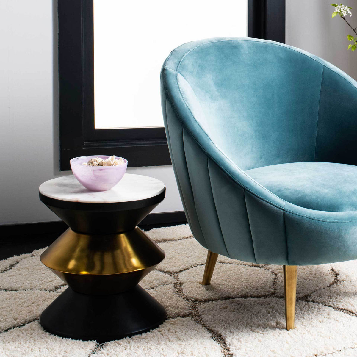 Azir Stone Top Side Table