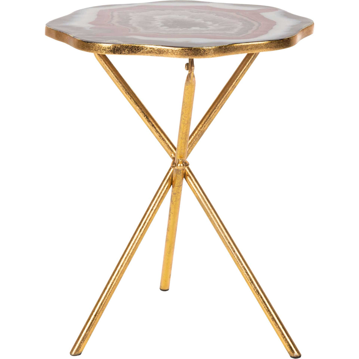 Cecilia Faux Agate Side Table Multi Blue/Maroon/Gold