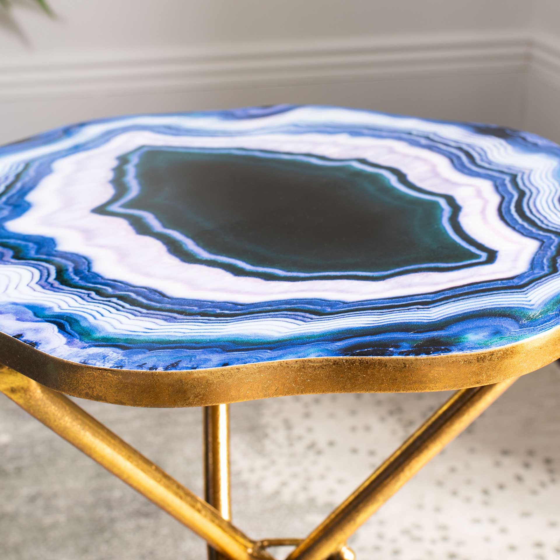 Cecilia Faux Agate Side Table Multi Blue/Purple/Gold