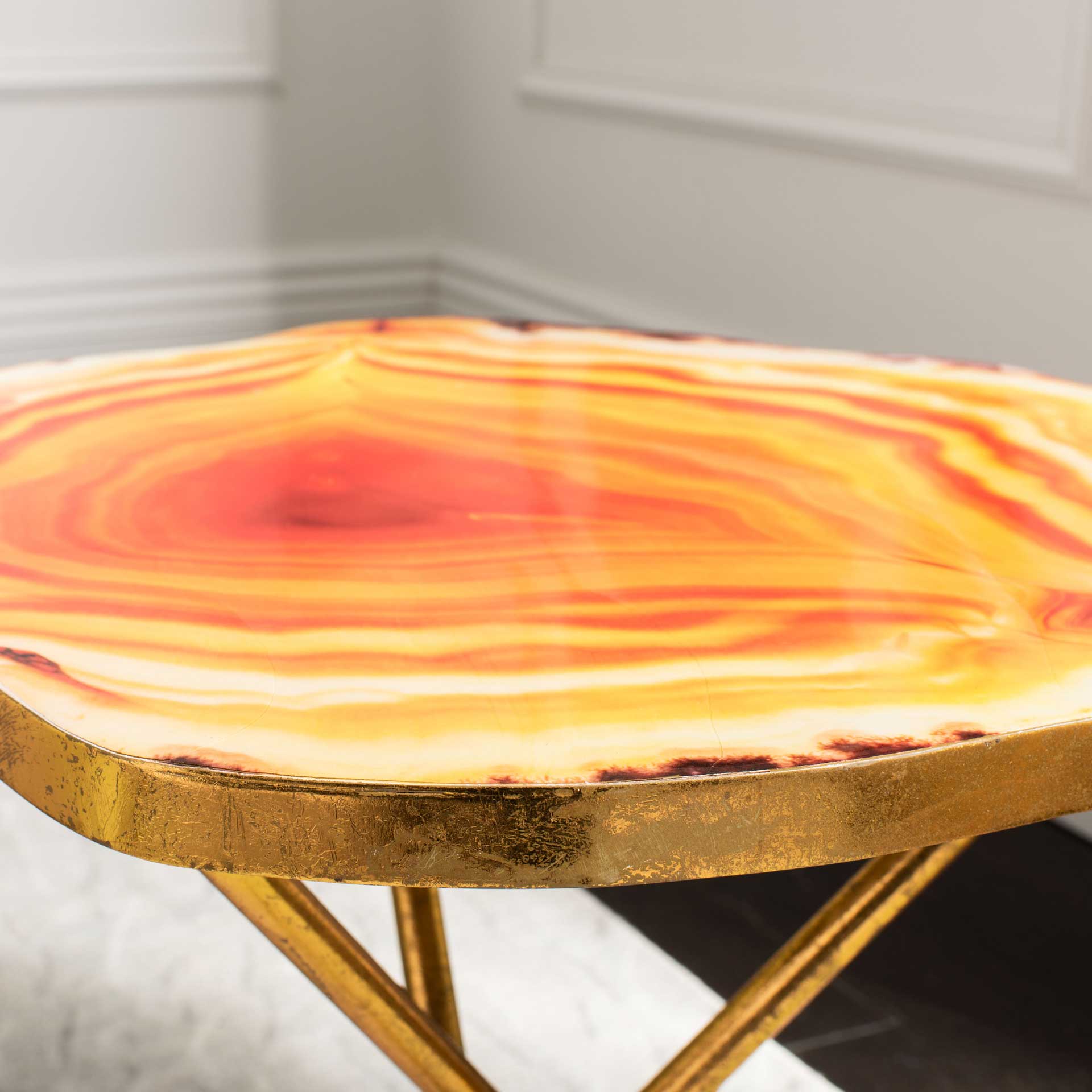 Giovanna Faux Agate Side Table Multi Orange/Gold