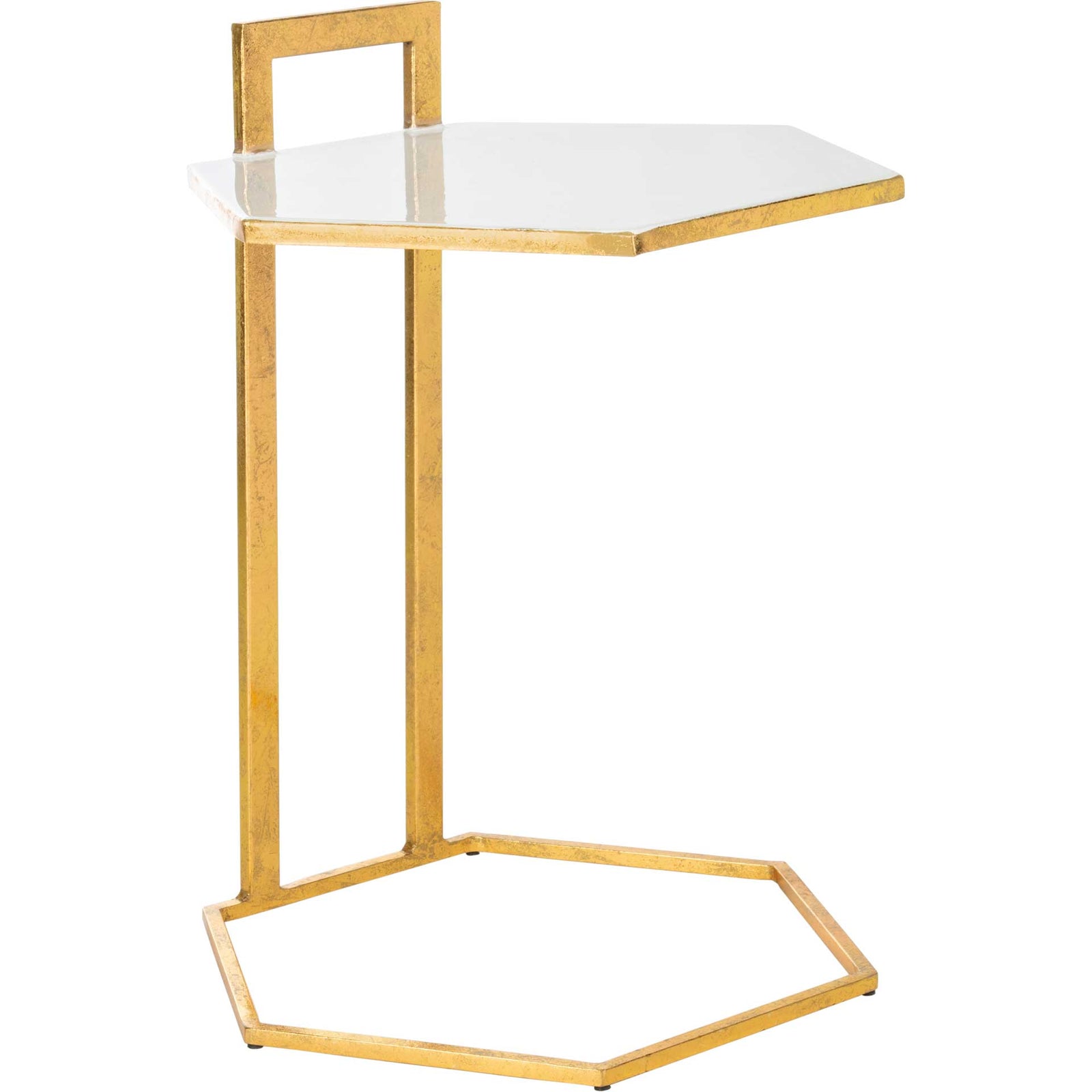 Mireya Hexagon C Table White/Gold