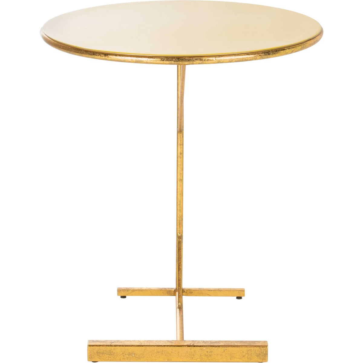 A round yellow top and slender gold stem give this metal table an airy silhouette. || ACC3210A || front_studio