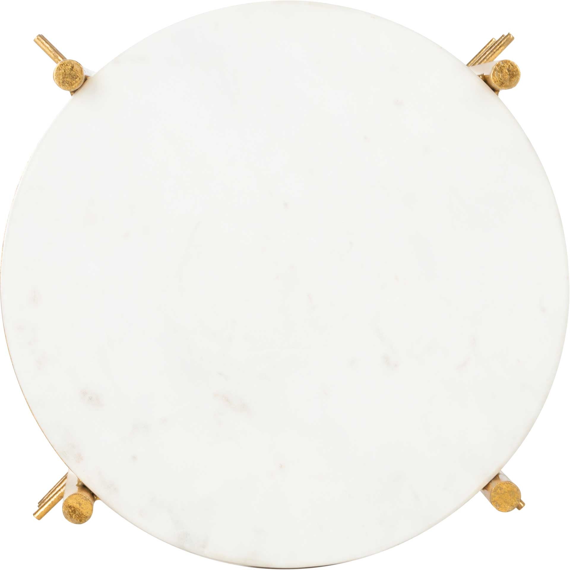 Jeffrey Round Accent Table White Marble/Gold