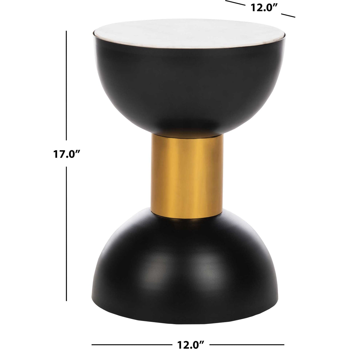 Zahir Round Accent Table White/Black/Gold