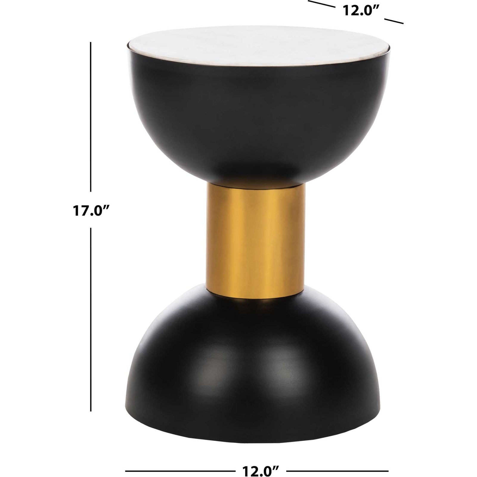 Zahir Round Accent Table White/Black/Gold