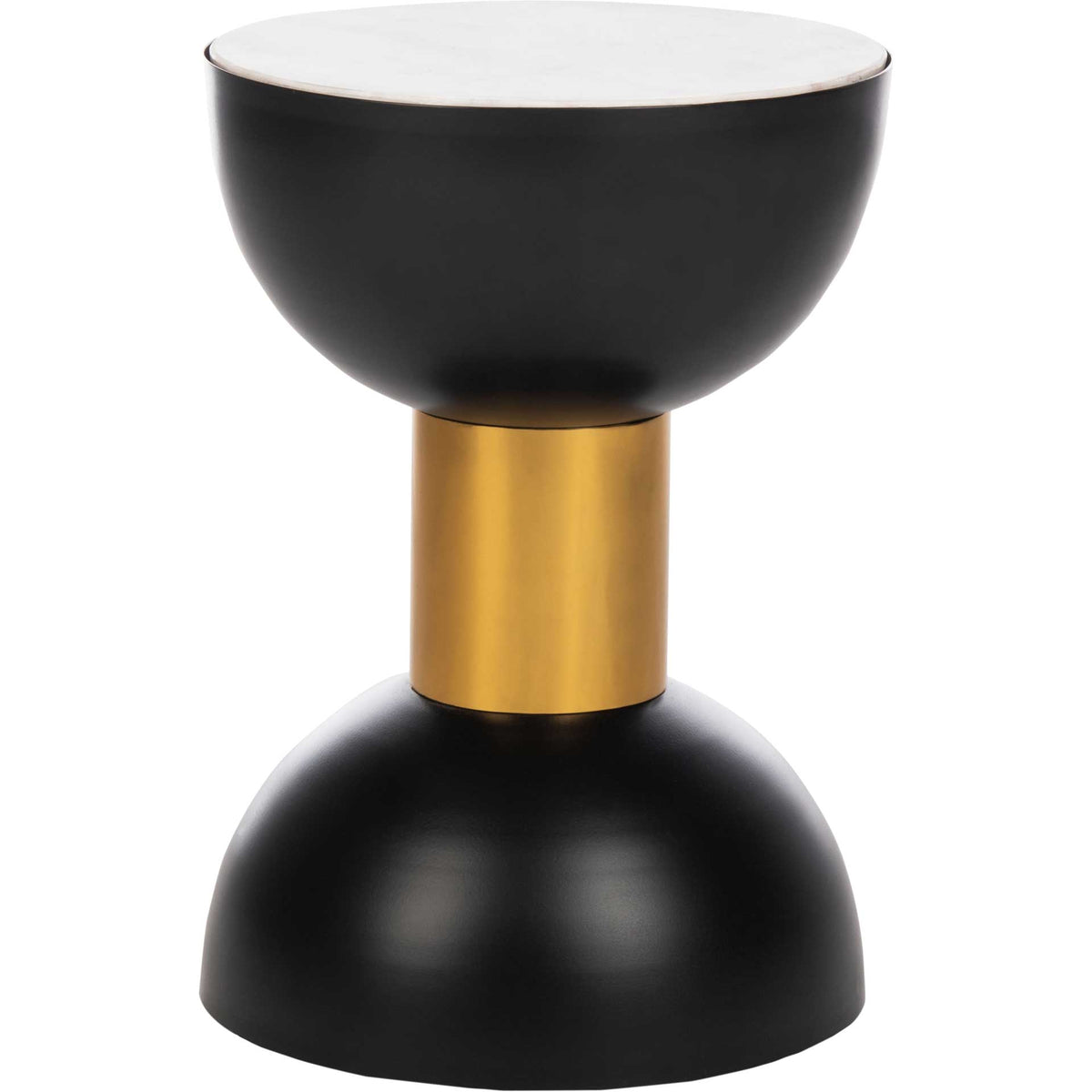 Zahir Round Accent Table White/Black/Gold