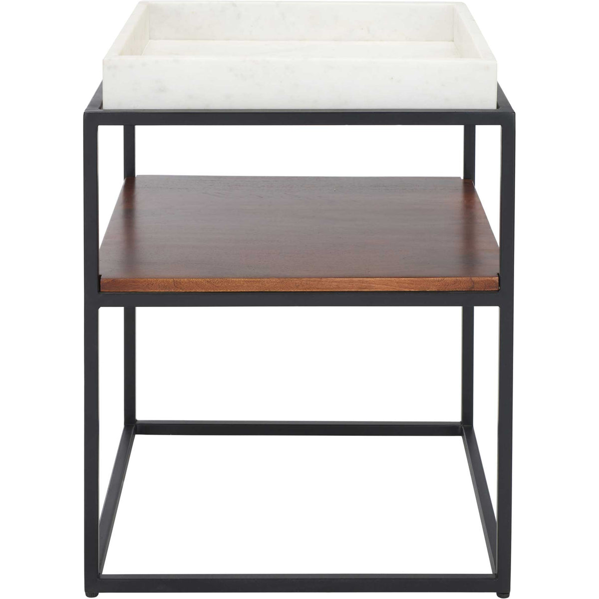 Kylen 2 Tier Accent Table White/Walnut/Black