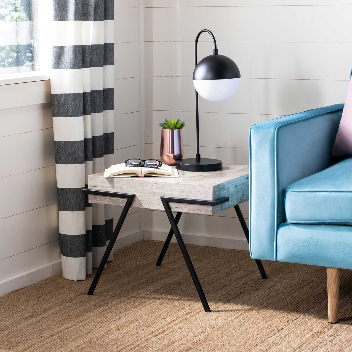 Jesus Square Accent Table Light Gray/Black