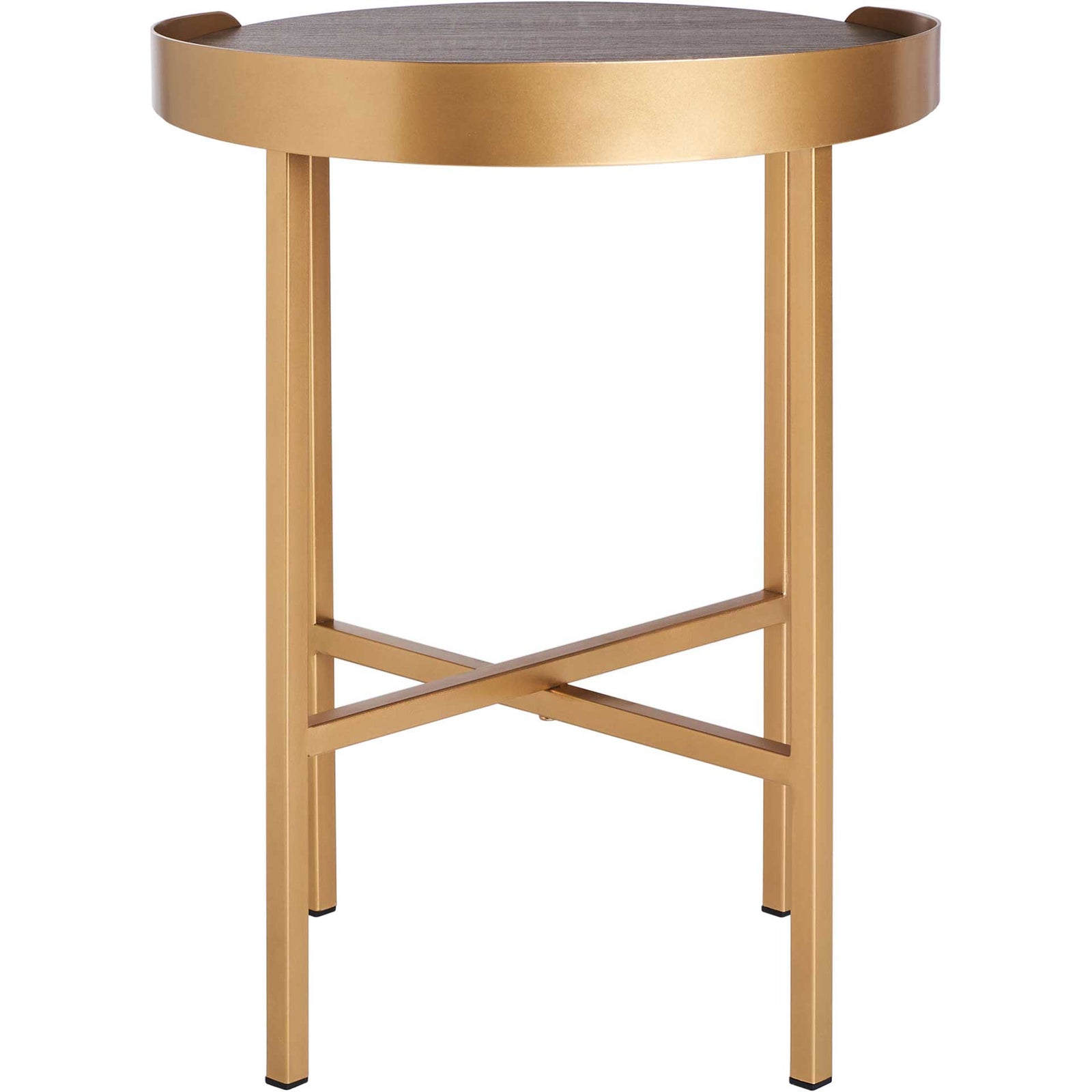 Preston Round Side Table Light Gray Oak/Gold