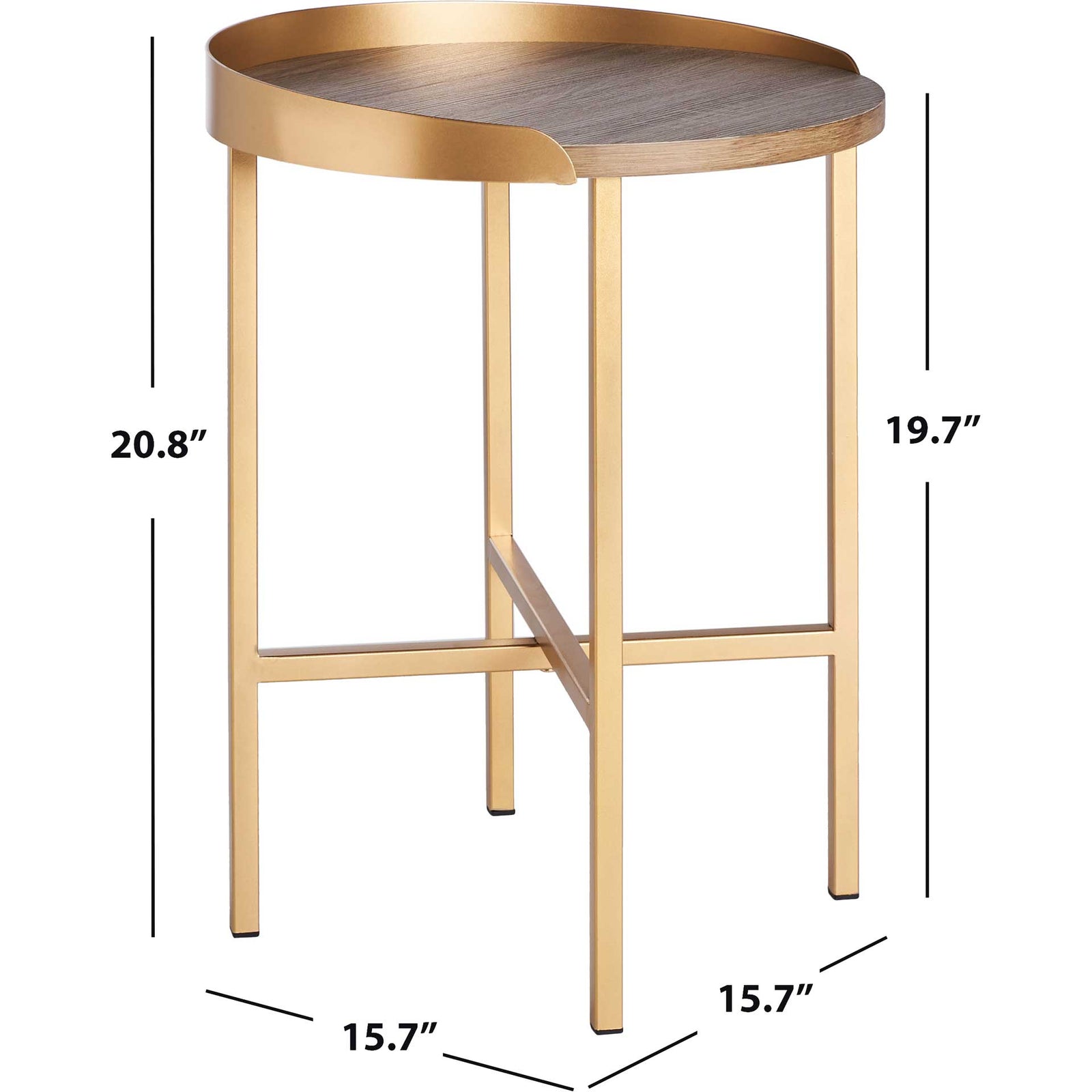 Preston Round Side Table Light Gray Oak/Gold