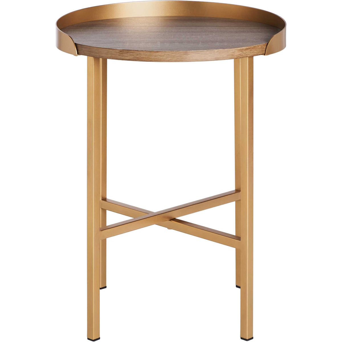 Preston Round Side Table Light Gray Oak/Gold