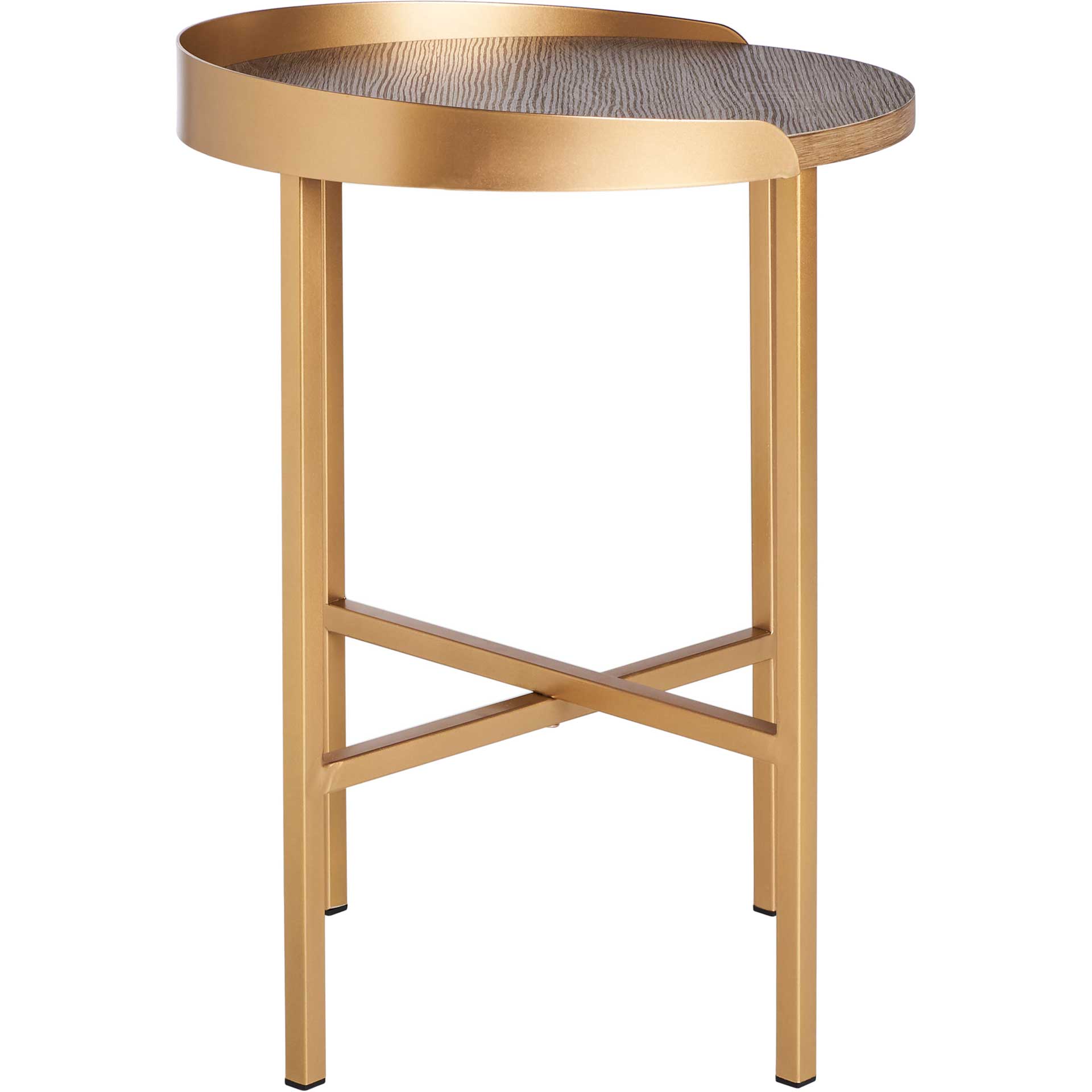 Preston Round Side Table Light Gray Oak/Gold