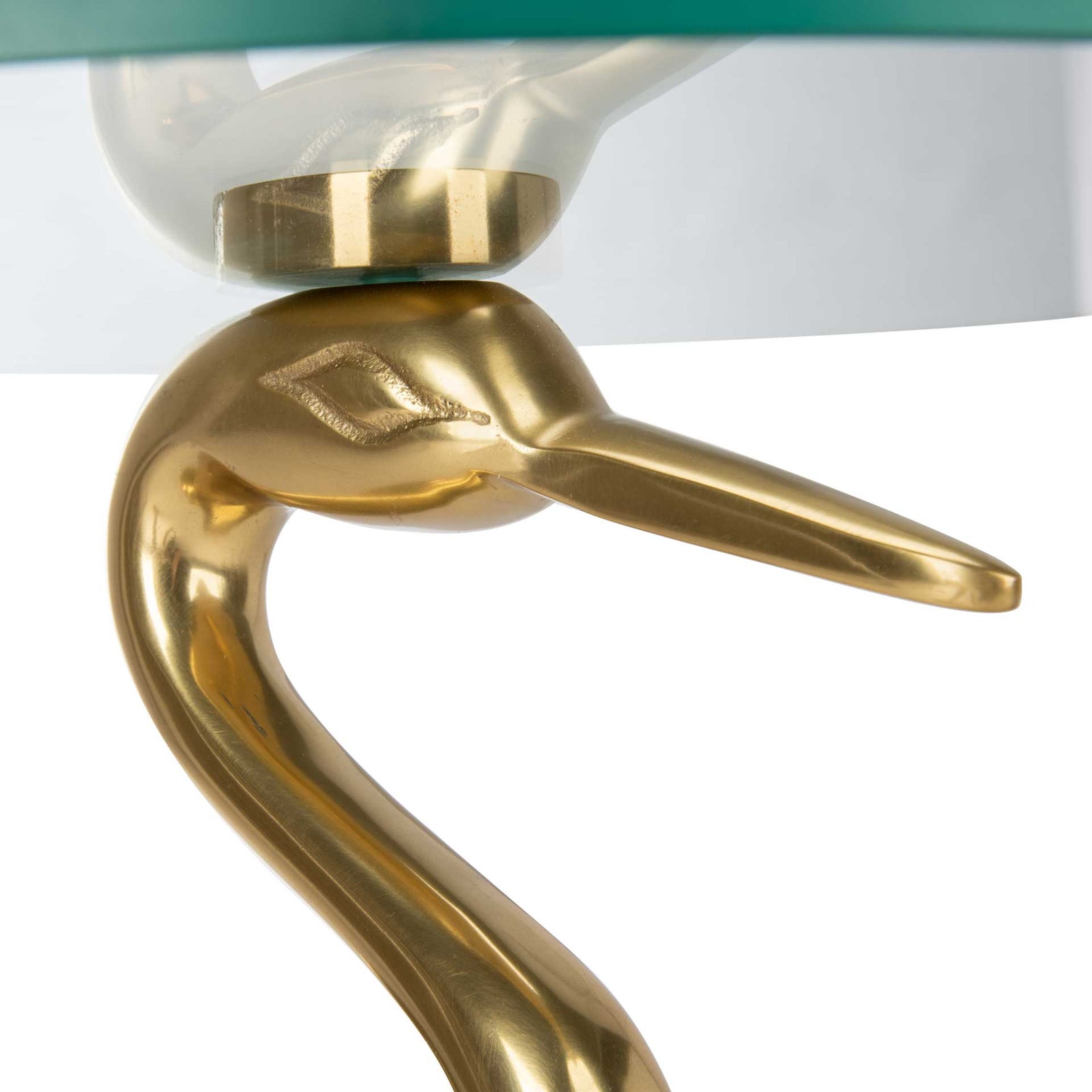 Tourmaline Crane Base Accent Table Glass Top/Gold