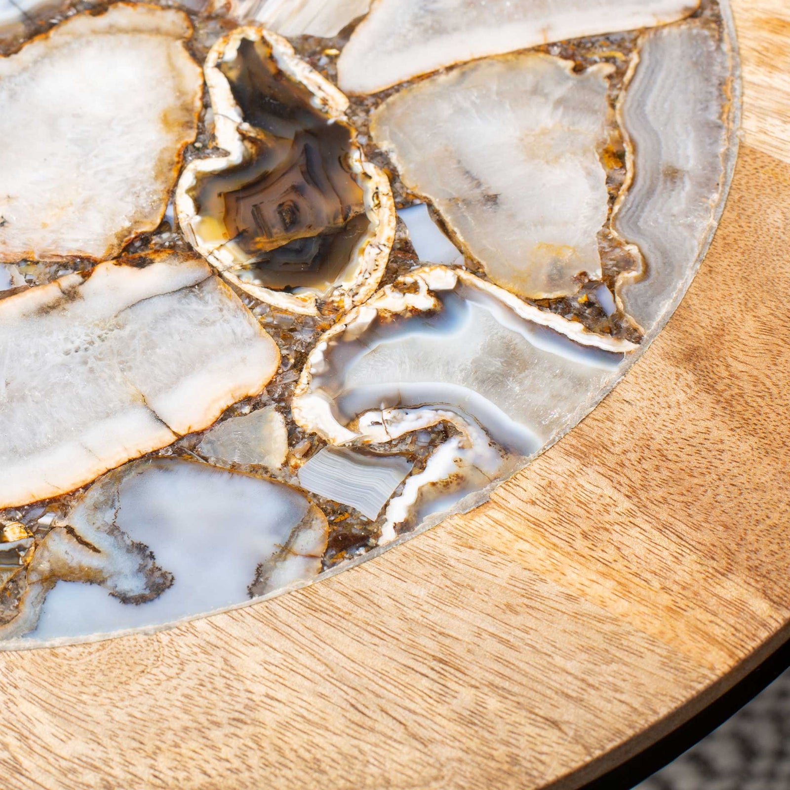 Gear Agate Side Table Black Agate