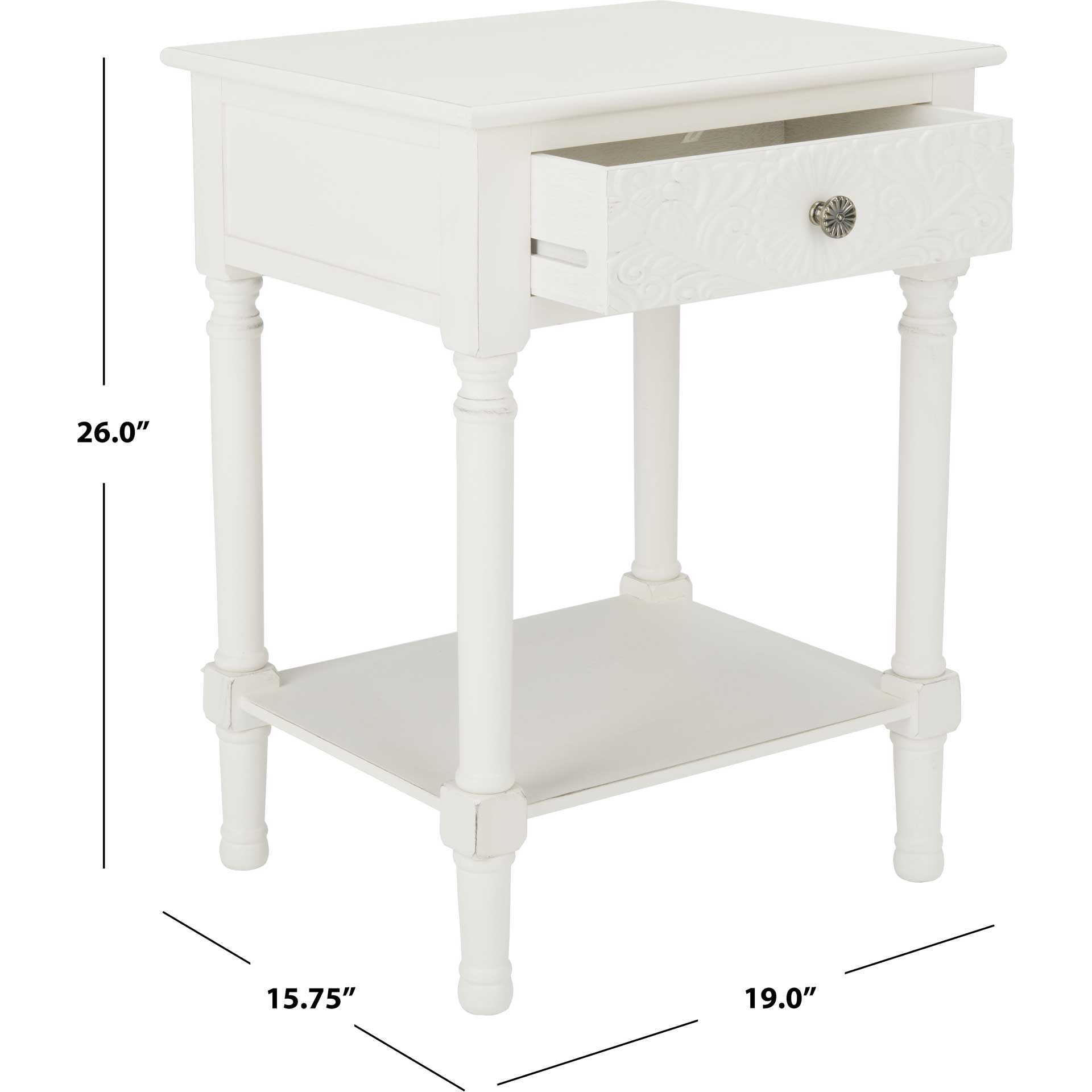 Jonco 1 Drawer Accent Table Distressed White