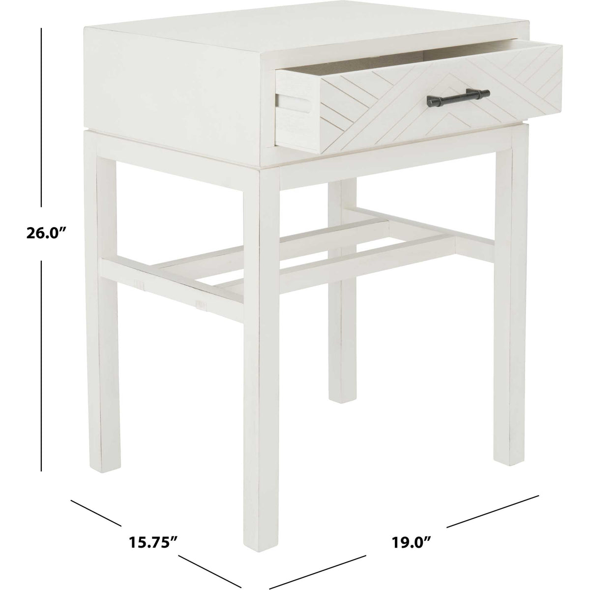 Ajani 1 Drawer Accent Table Distressed White