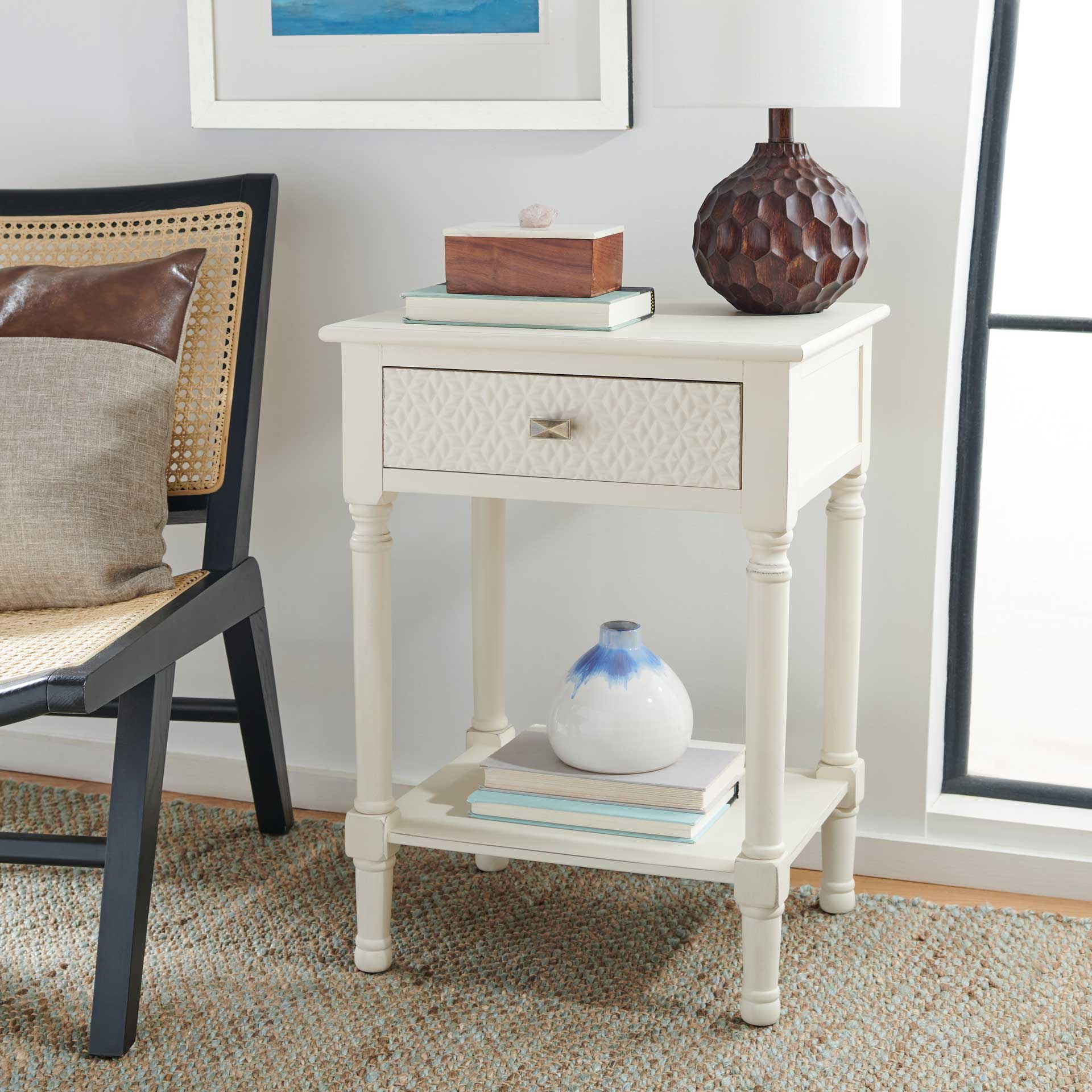 Haleigh 1 Drawer Accent Table Distressed White
