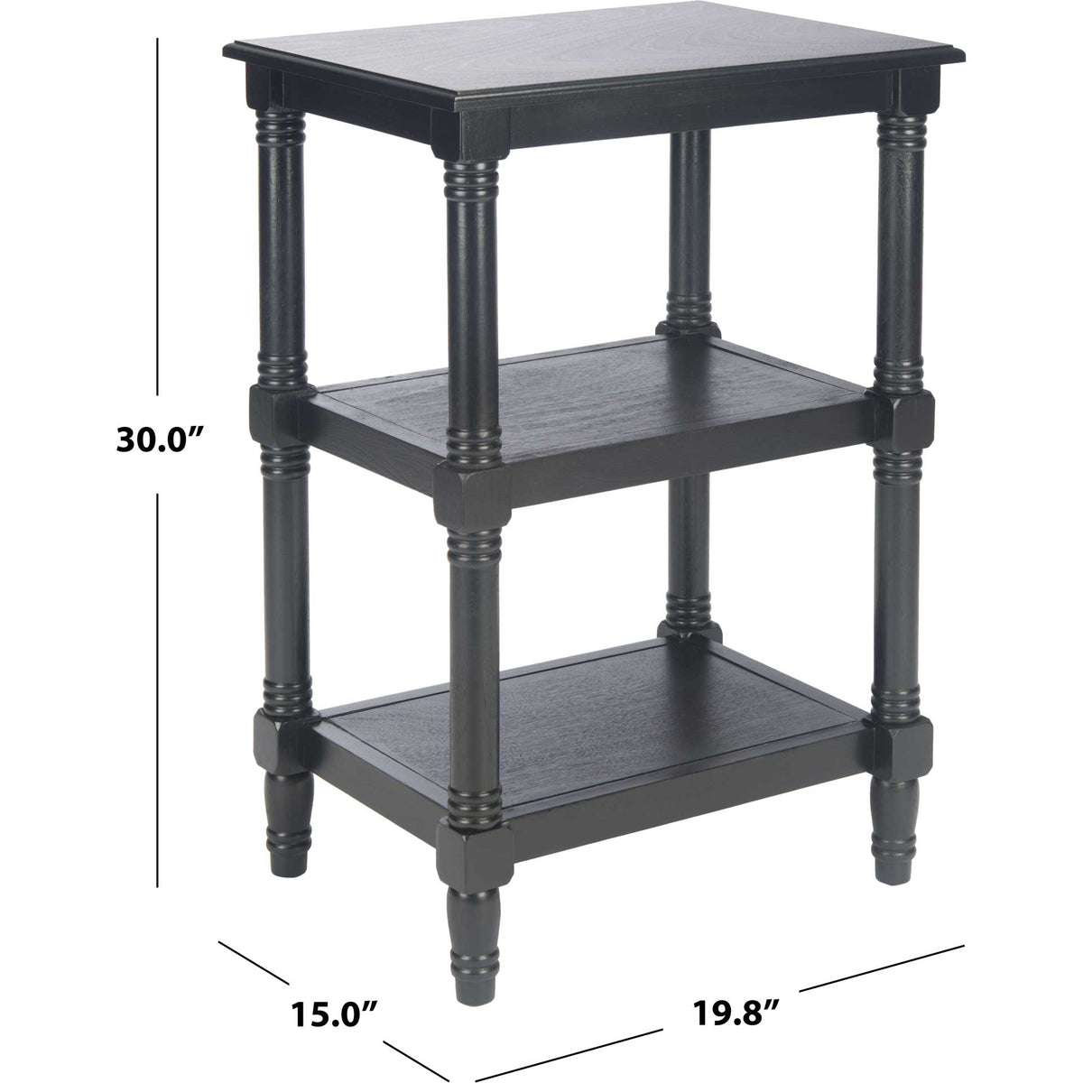 Black accent table stands 30 inches tall with a 19.8-by-15-inch footprint.