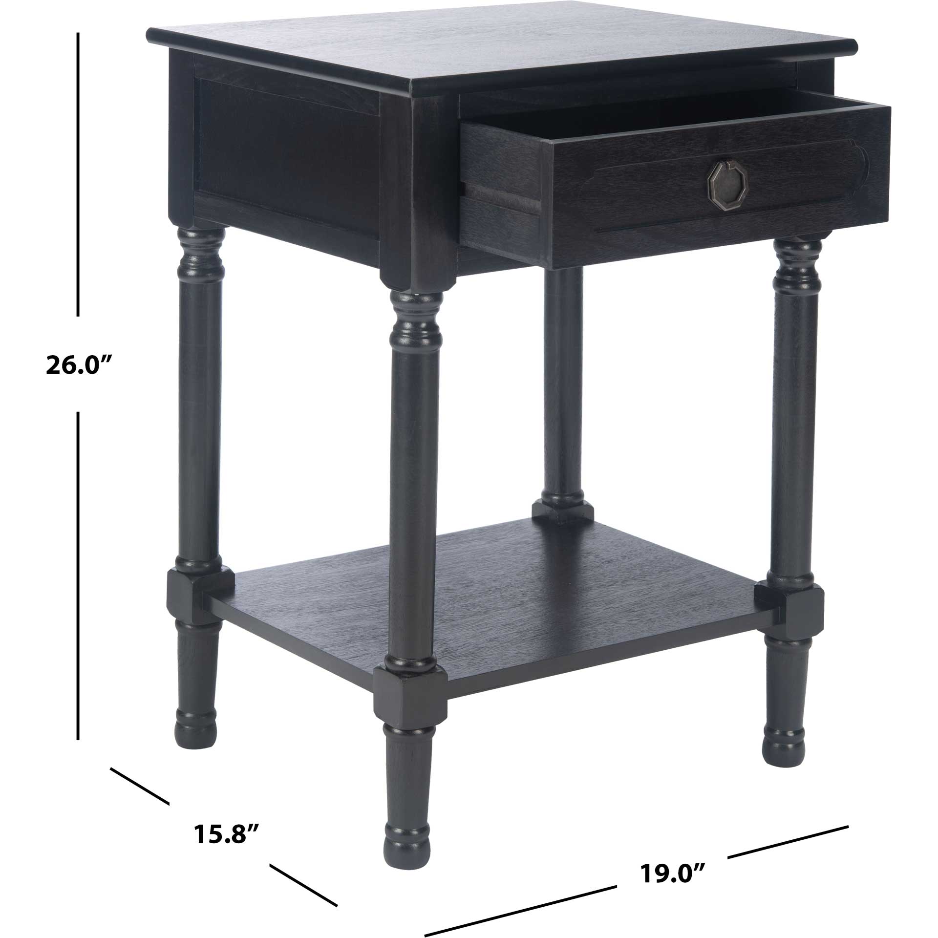 Alessa 1 Drawer Accent Table Black