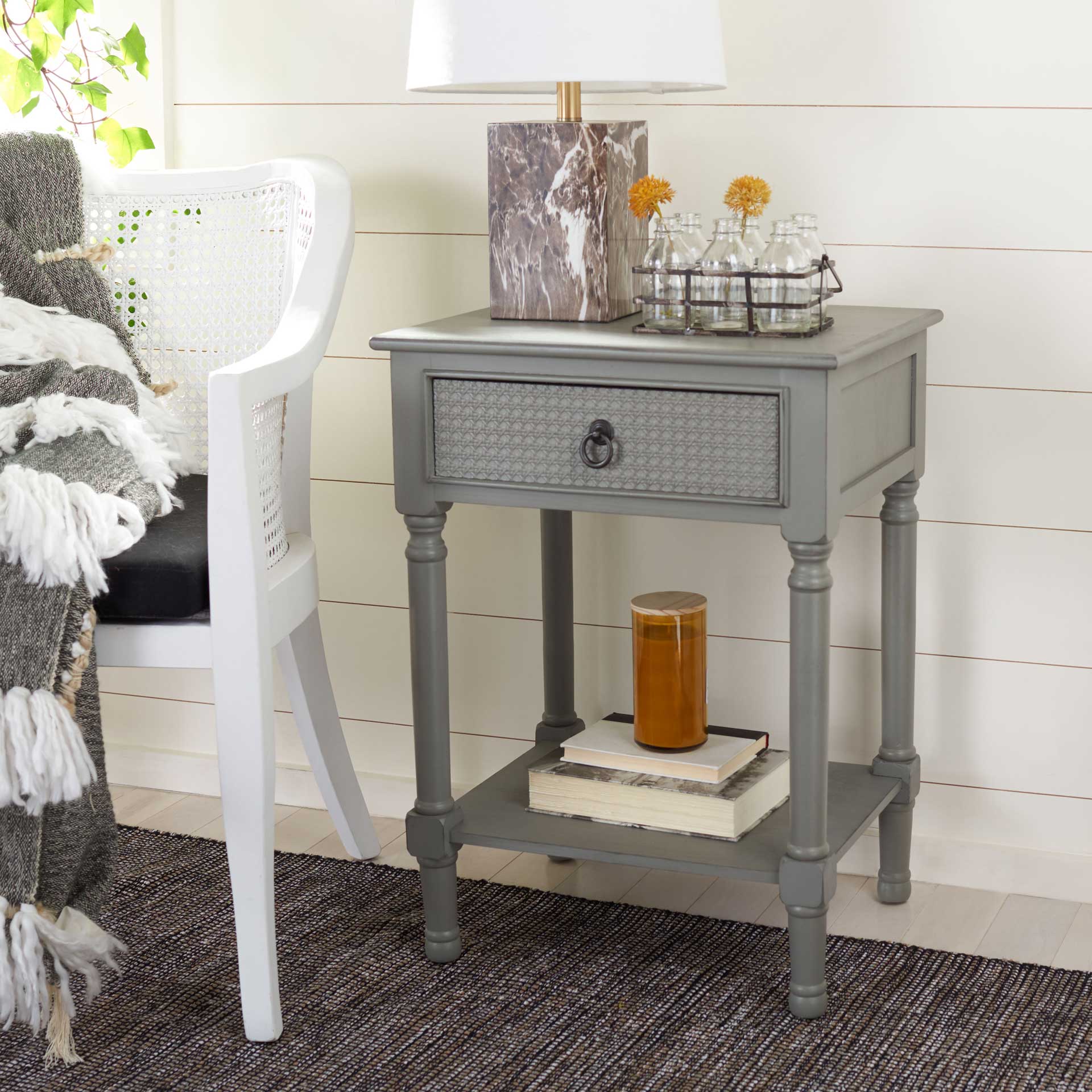 Hale 1 Drawer Accent Table Distressed Gray