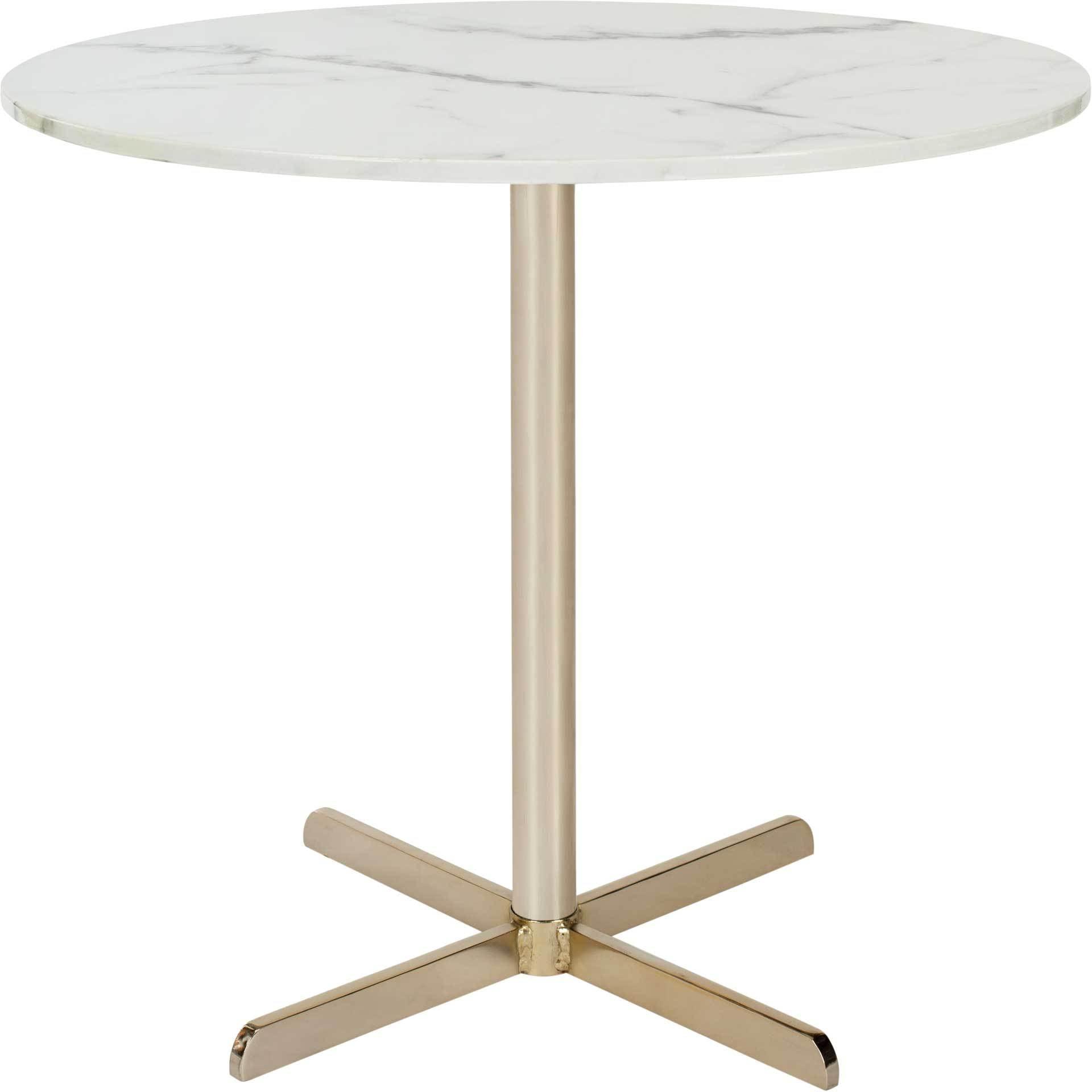 William Round Side Table White Marble/Brass